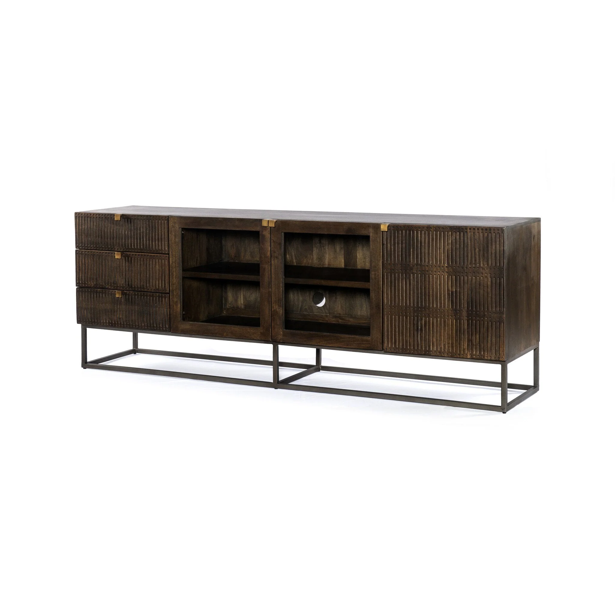 Kelby Media Console - Carved Vintage Brown - Image 2