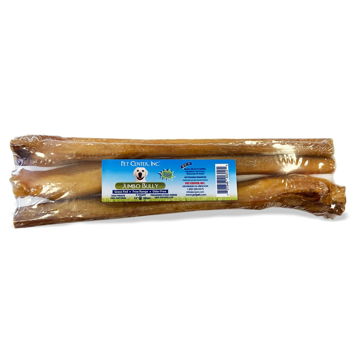 12″ Jumbo Bully Sticks Dog Treats – All-Natural, Single Ingredient, Air-Dried