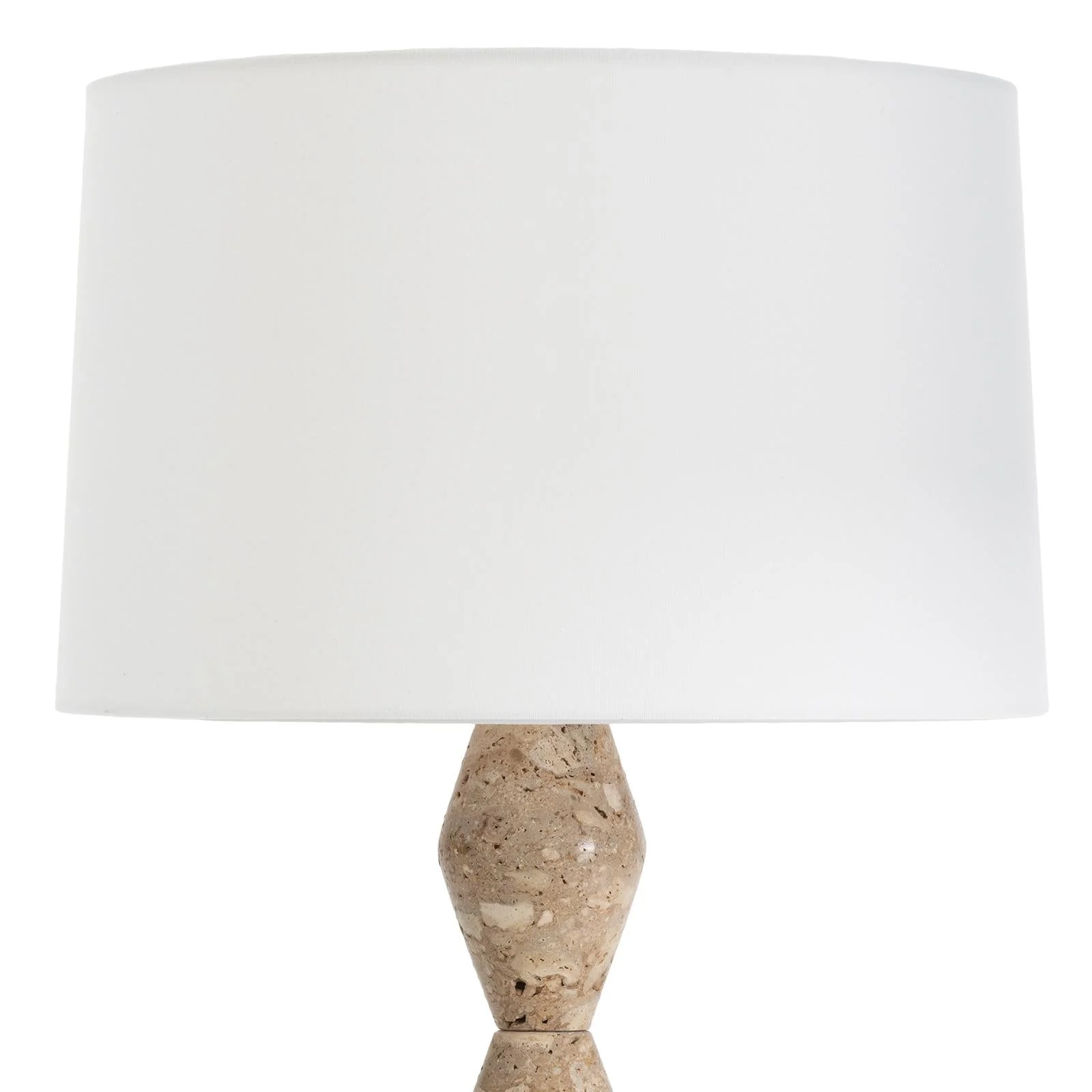 Crew Travertine Buffet Lamp | Natural Linen Shade - Image 2