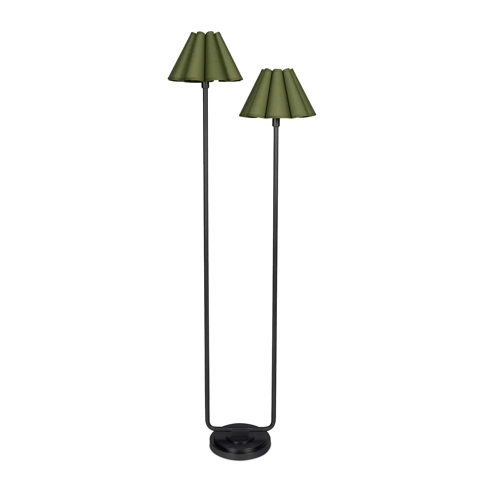 Polly Floor Lamp | Blackened Brass | Green Scalloped Shade