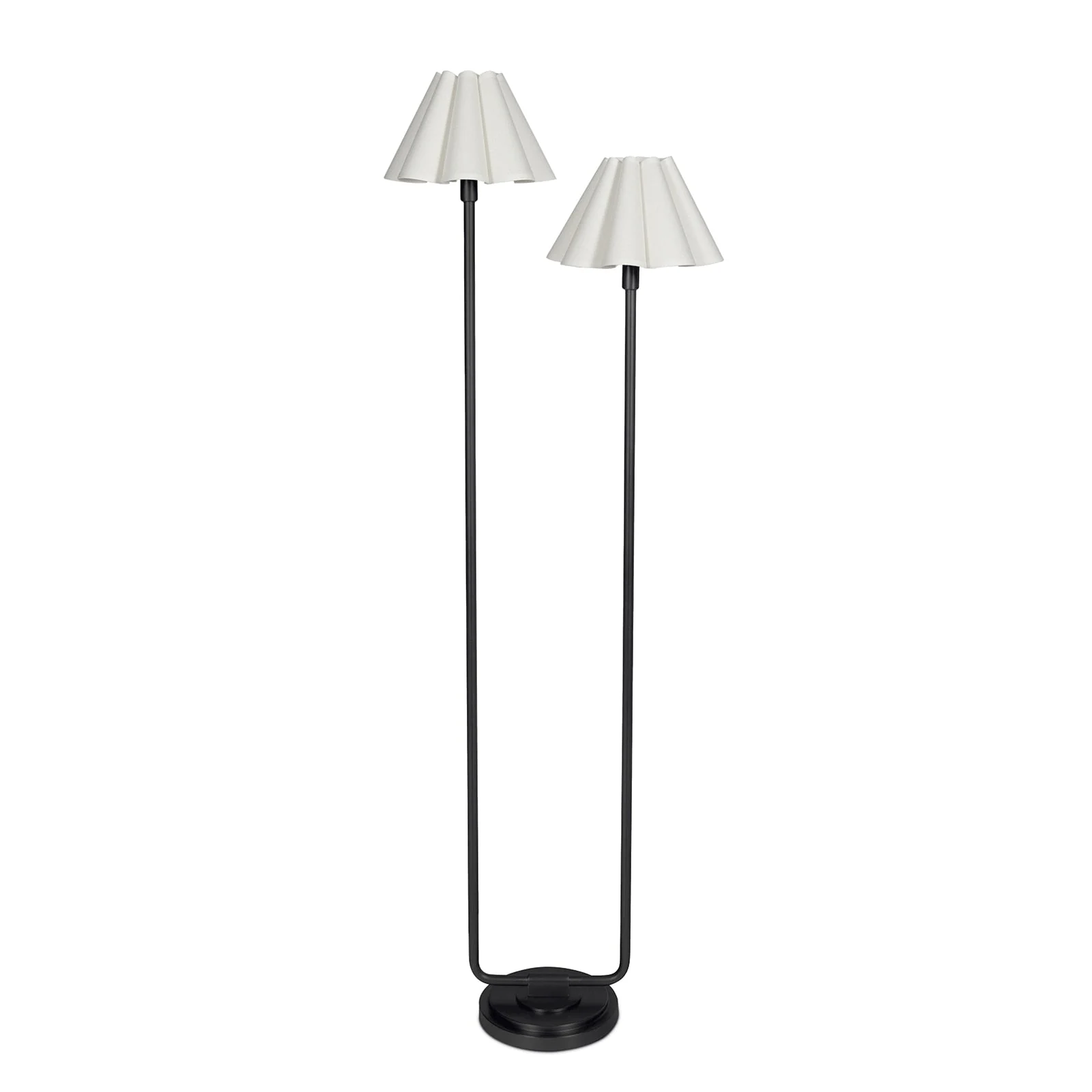 Polly Floor Lamp | Blackened Brass | White Scalloped Shade