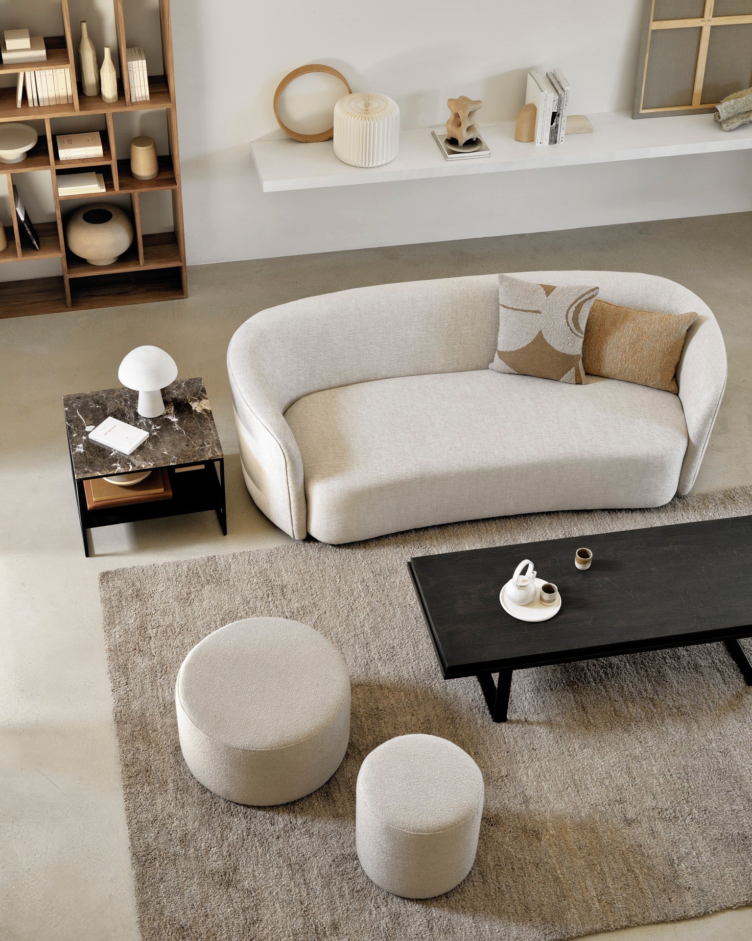 Barrow Pouf | Off White Fabric | 24" X 24" - Image 2