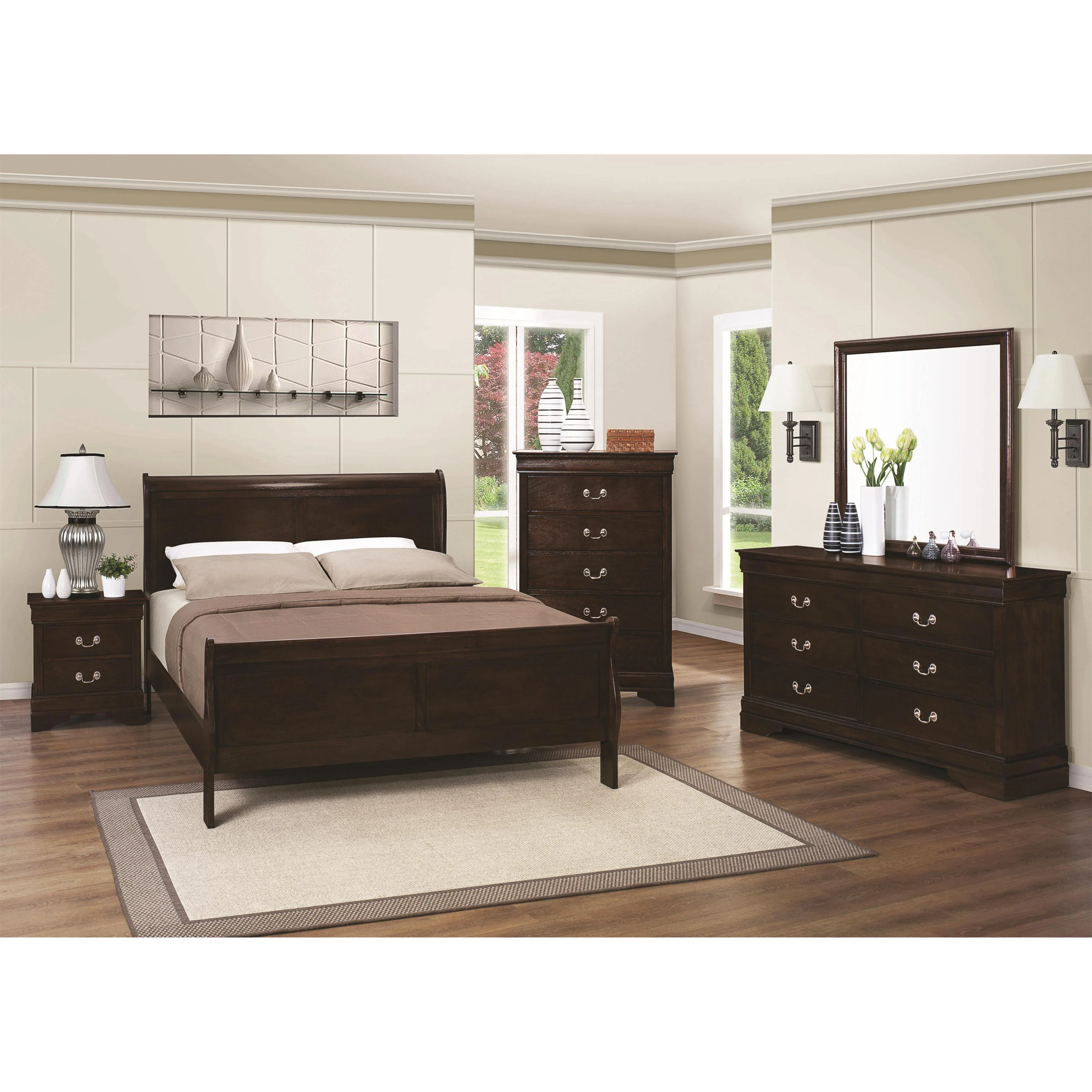 Coaster Furniture Louis Philippe 202411KE 6 pc King Sleigh Bedroom Set - Image 1