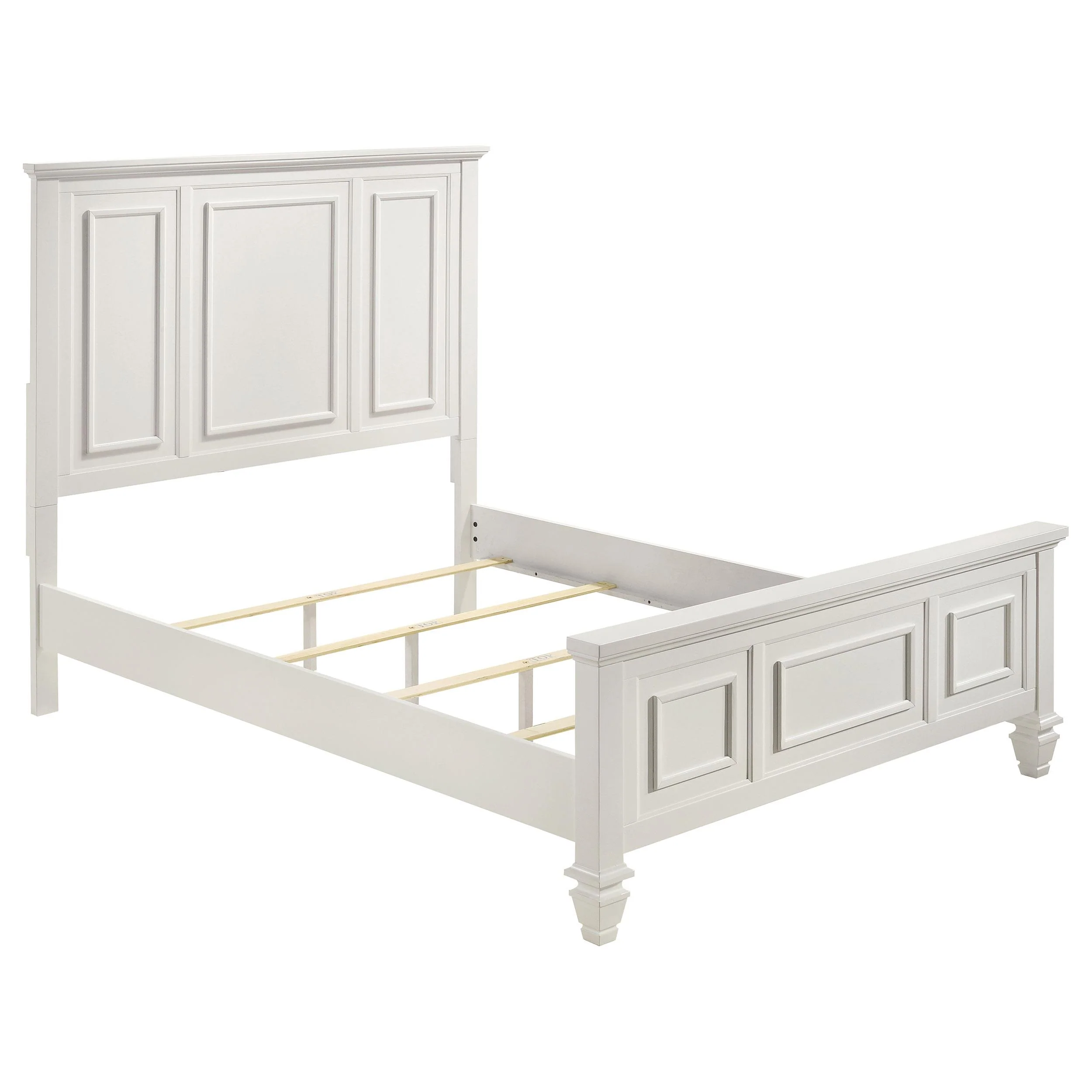 Coaster Furniture Sandy Beach 201301Q Wood Queen Panel Bed - Cream White - Image 1