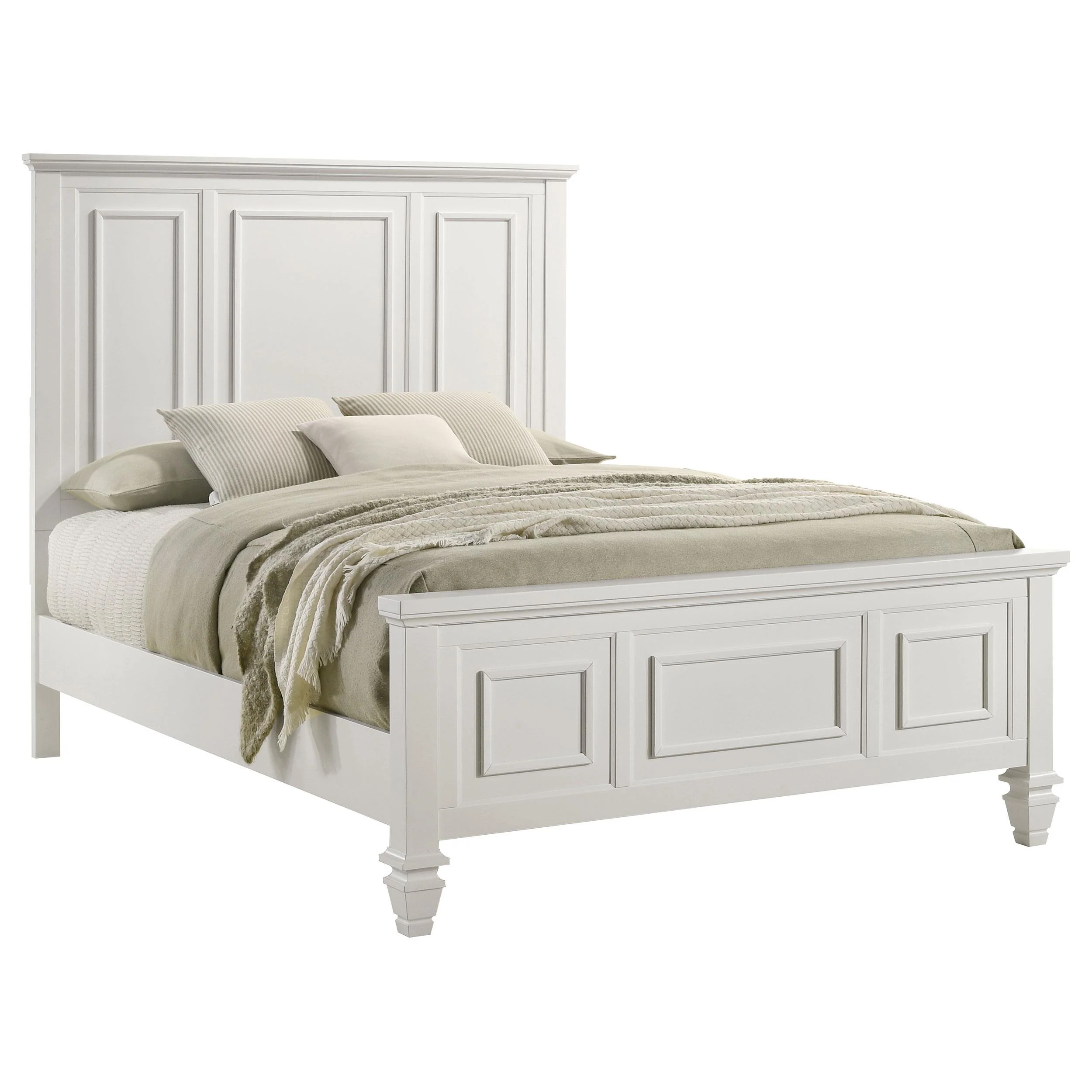 Coaster Furniture Sandy Beach 201301Q Wood Queen Panel Bed - Cream White - Image 2