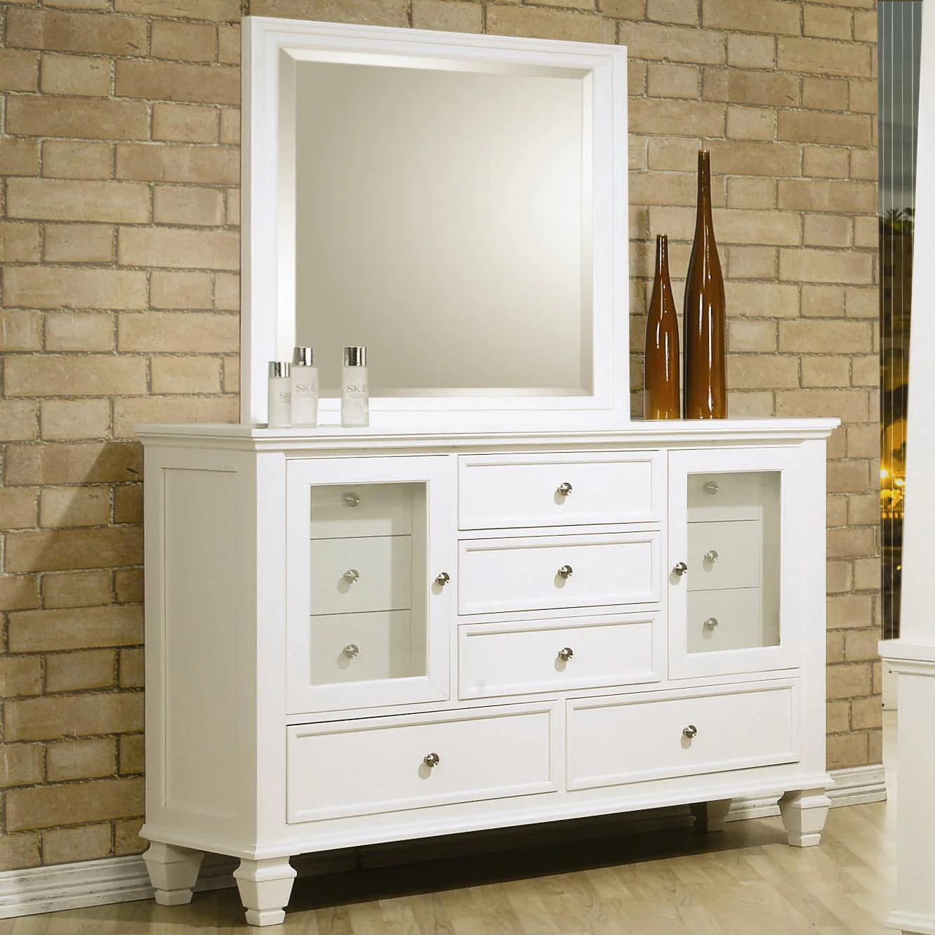 Coaster Furniture Sandy Beach 201304 Dresser Mirror - Cream White - Image 2