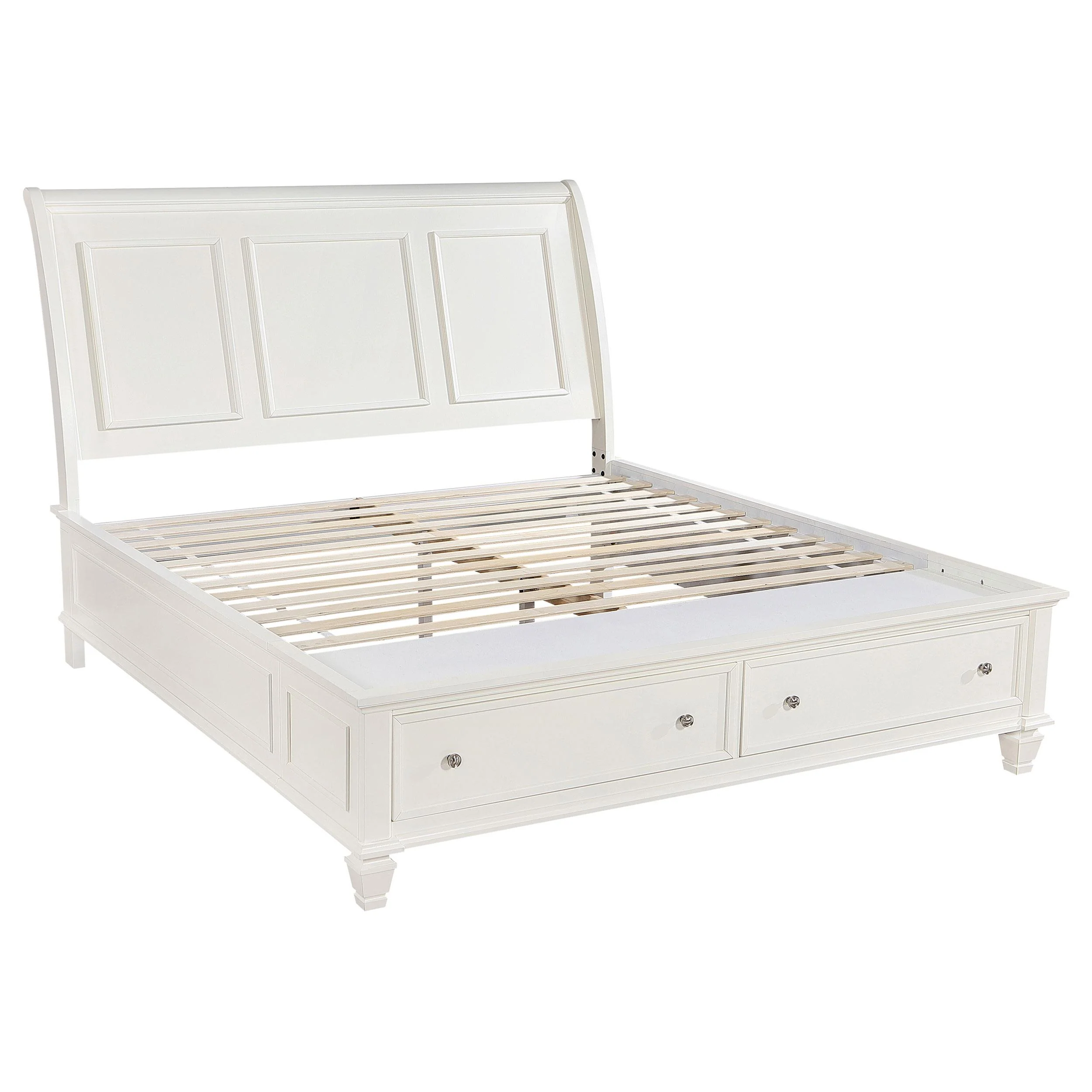 Coaster Furniture Sandy Beach 201309KE Wood Eastern King Storage Panel Bed - Cream White - Image 1