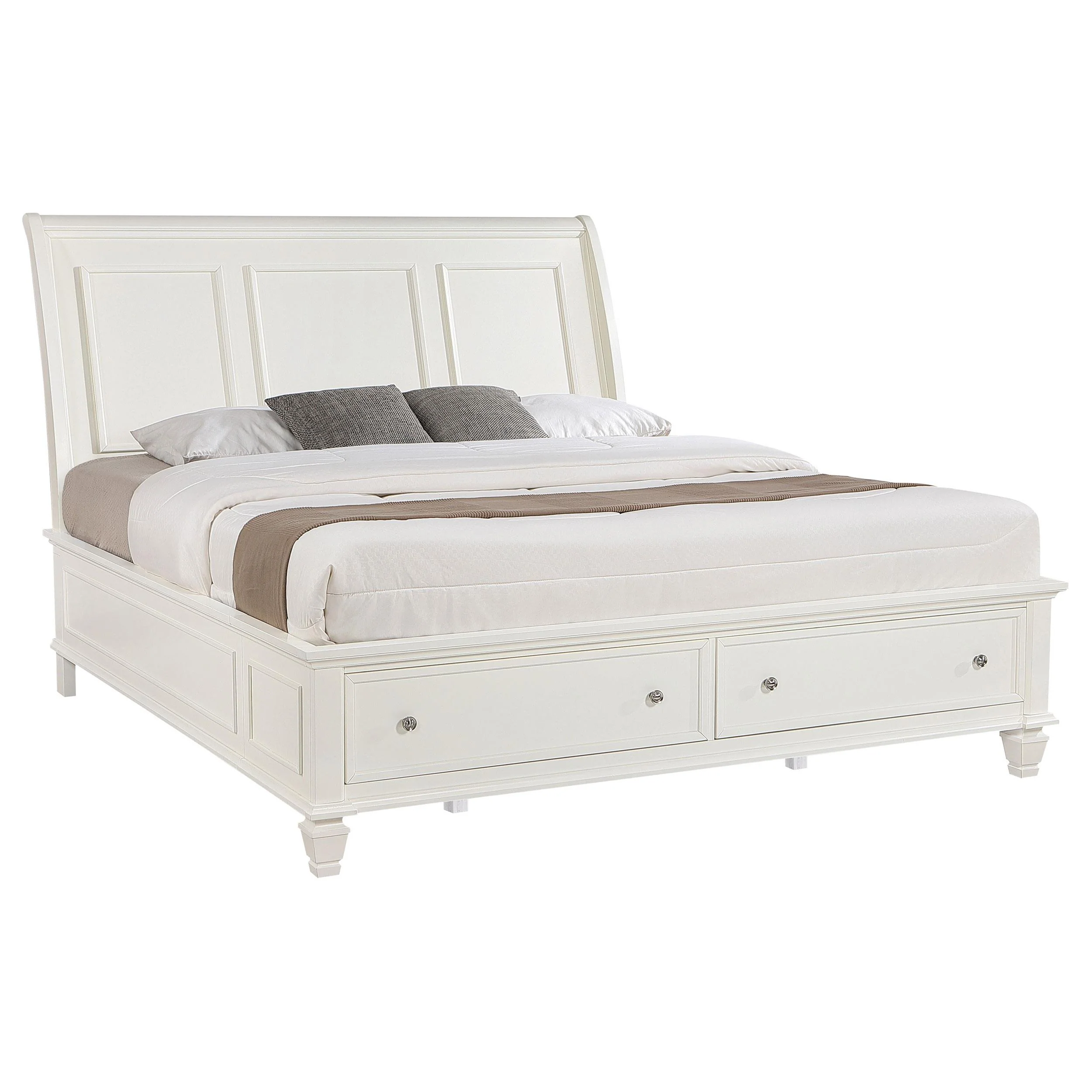 Coaster Furniture Sandy Beach 201309KE Wood Eastern King Storage Panel Bed - Cream White - Image 2