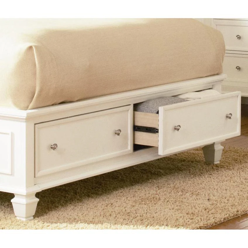 Coaster Furniture Sandy Beach 201309Q Wood Queen Storage Panel Bed - Cream White - Image 2