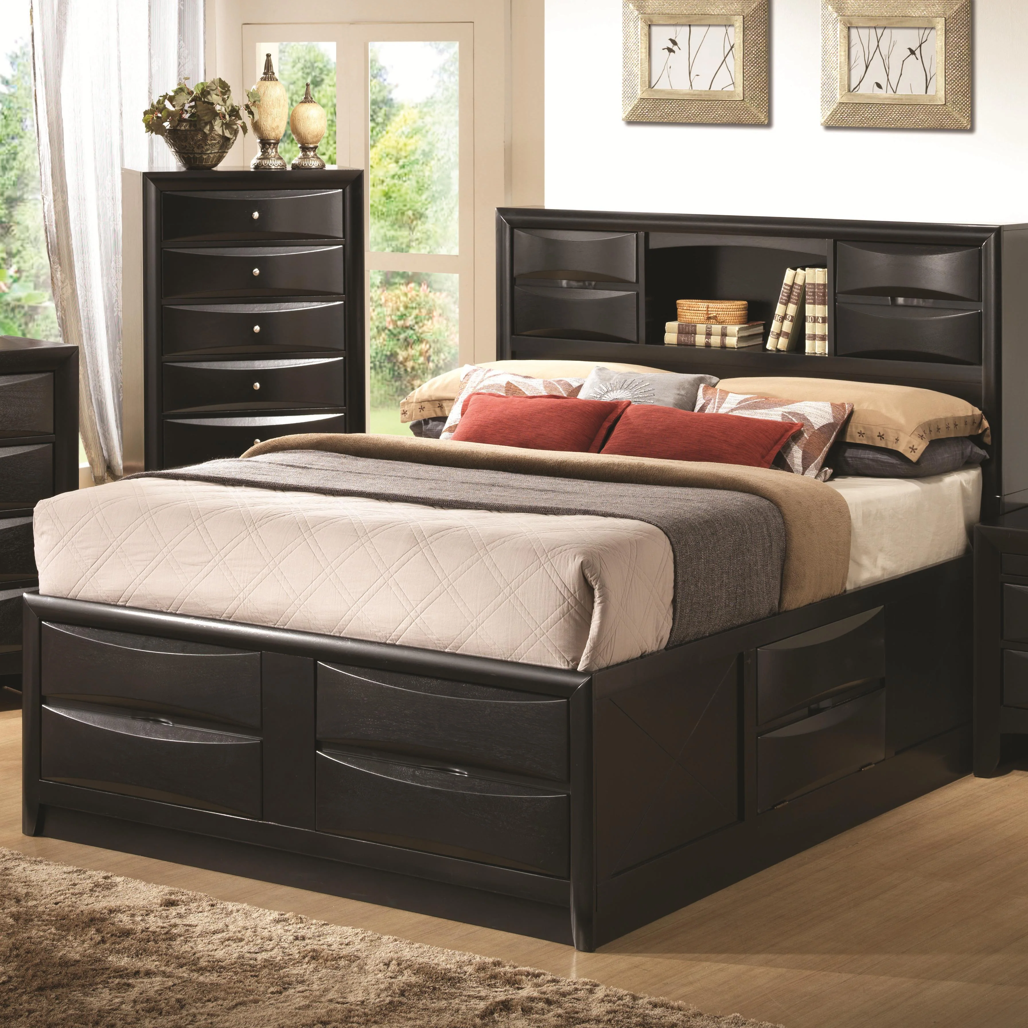 Coaster Furniture Briana 202701KW Wood California King Storage Bookcase Bed - Black - Image 1
