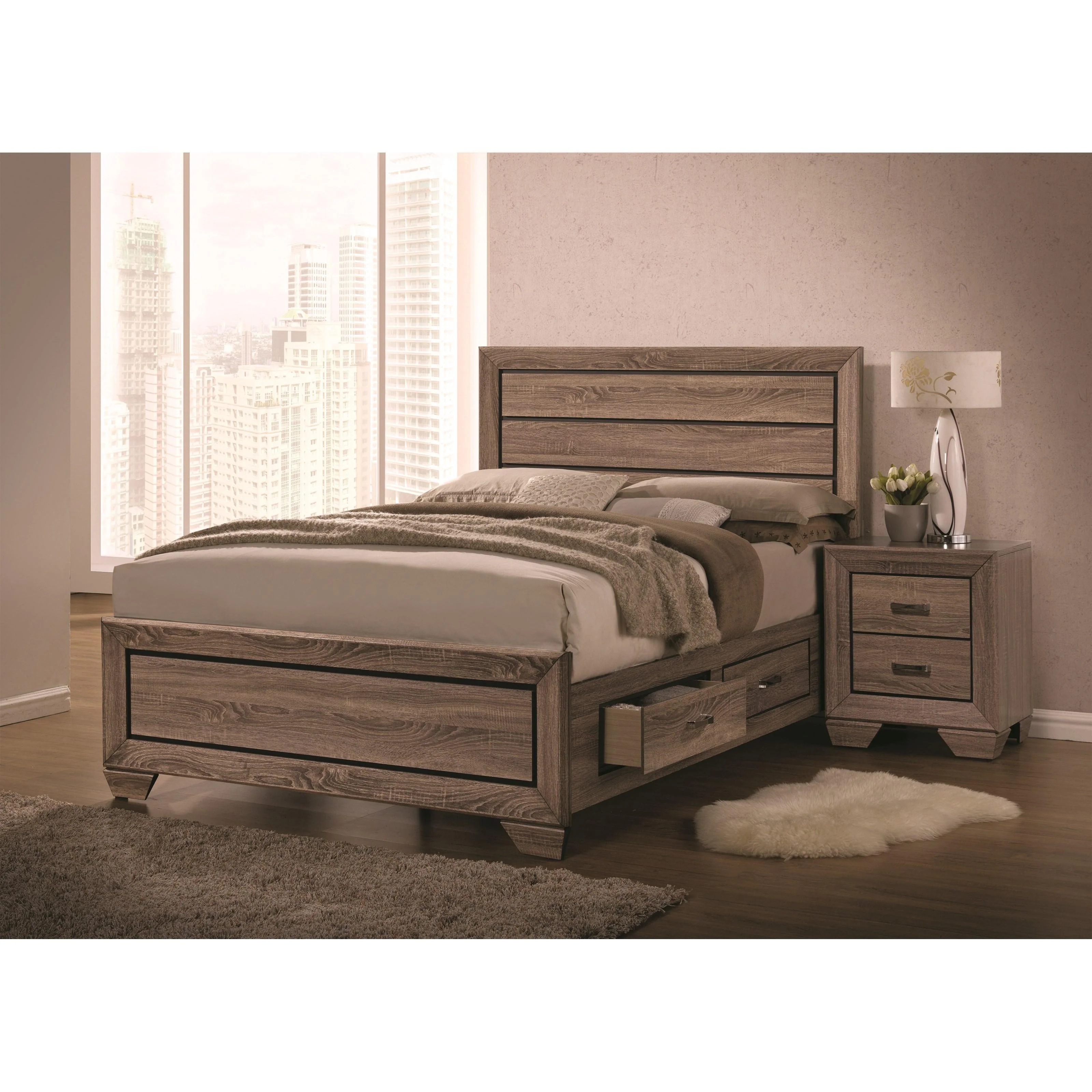 Coaster Furniture Kauffman 204190KE 7 pc King Panel Bedroom Set with Storage - Image 1