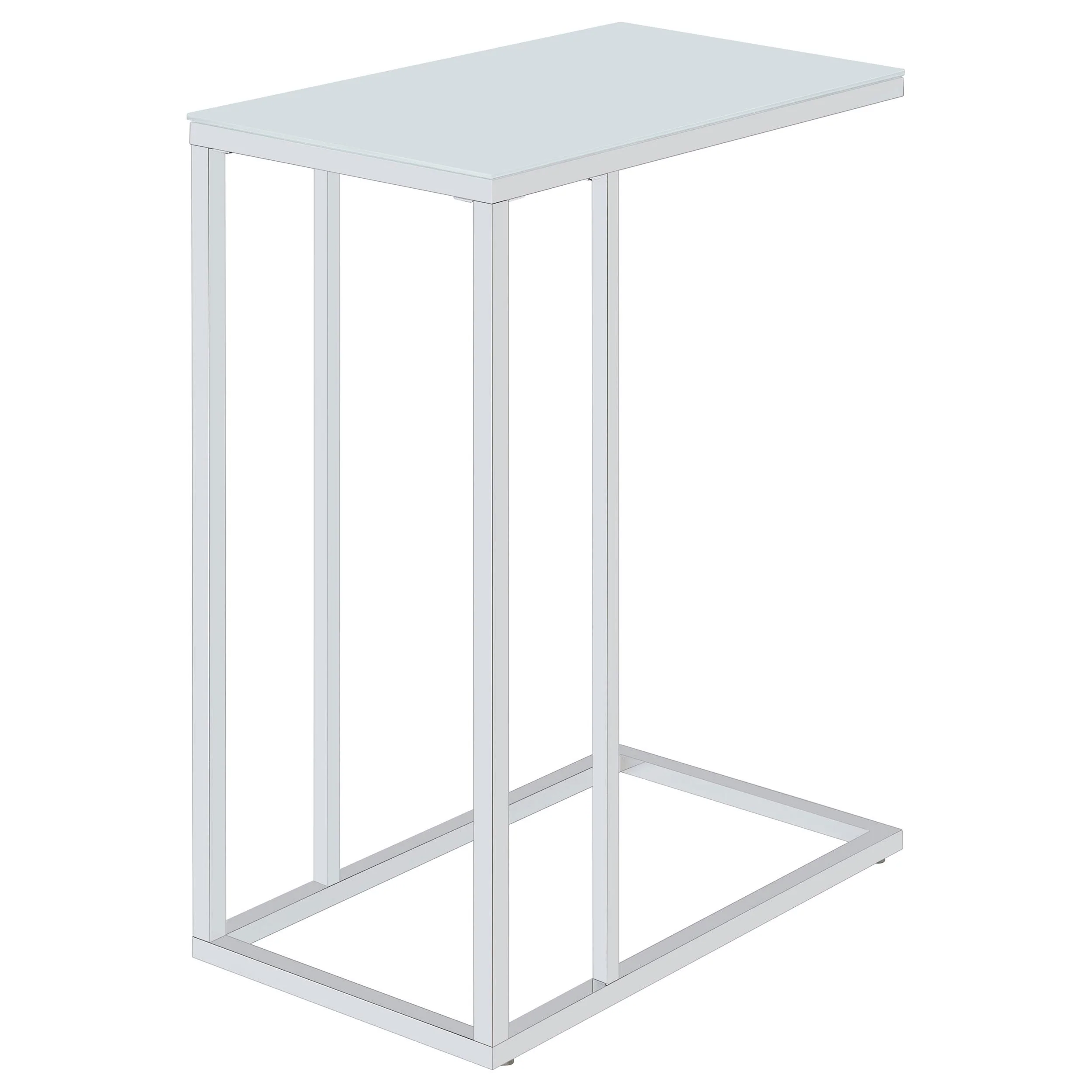 Coaster Furniture Stella 900250 White Glass Top C-Shaped Sofa Side Table - Chrome - Image 3