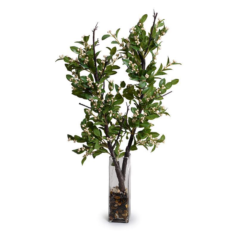 Holly Branch with Berries in Glass 38" - Image 1