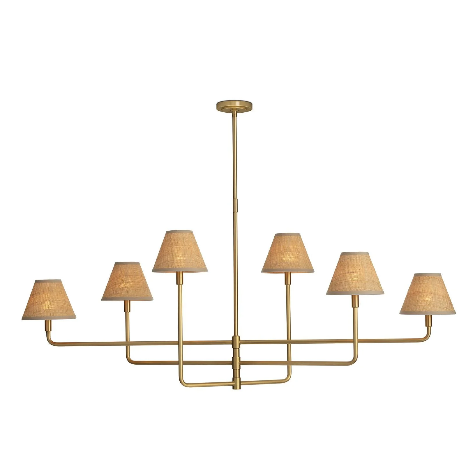 Polly Metal Chandelier | Natural Brass | Rattan Shades - Image 2