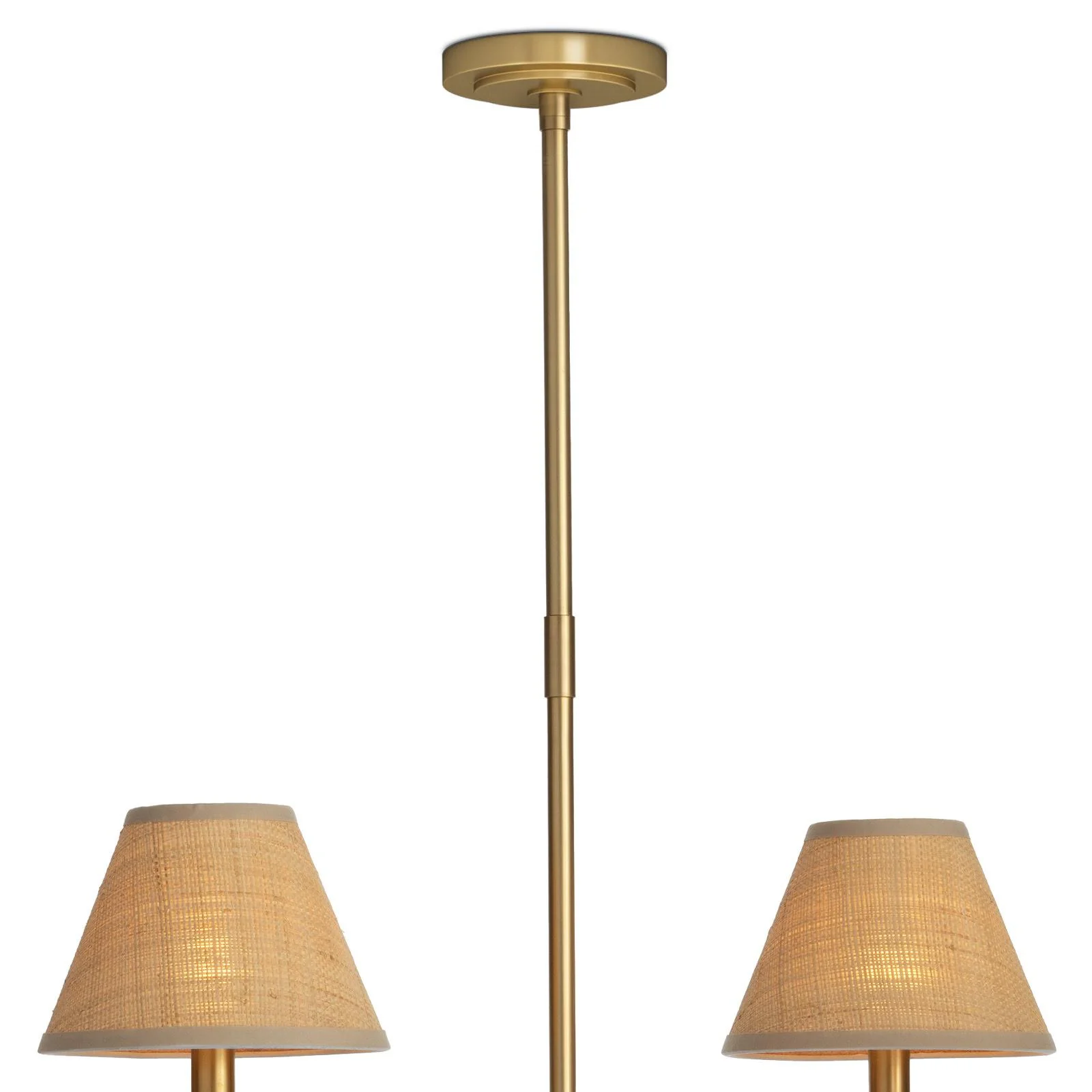 Polly Metal Chandelier | Natural Brass | Rattan Shades - Image 3