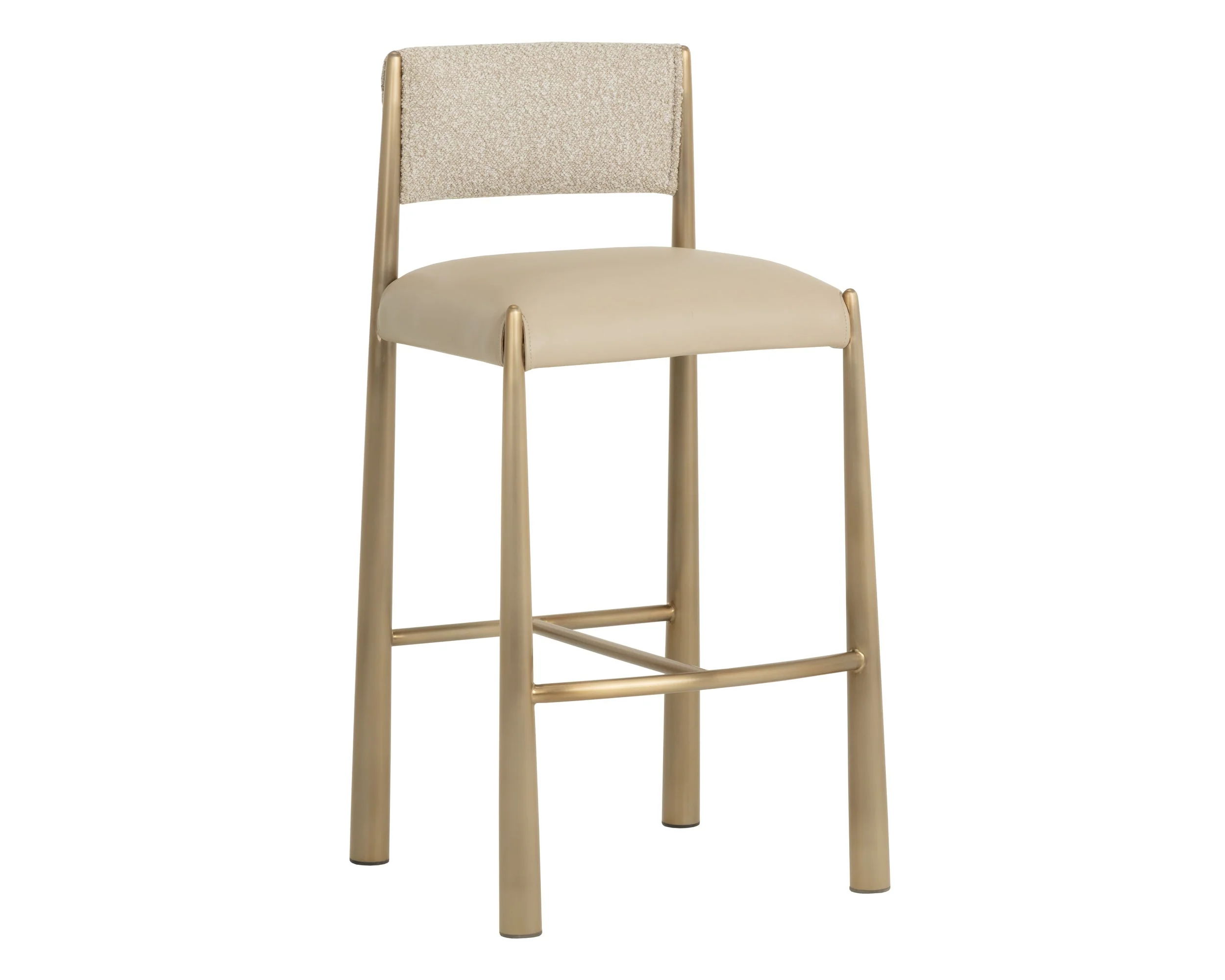 Bayard Barstool – Antique Brass – Napa Beige / Santa Cruz Oatmeal