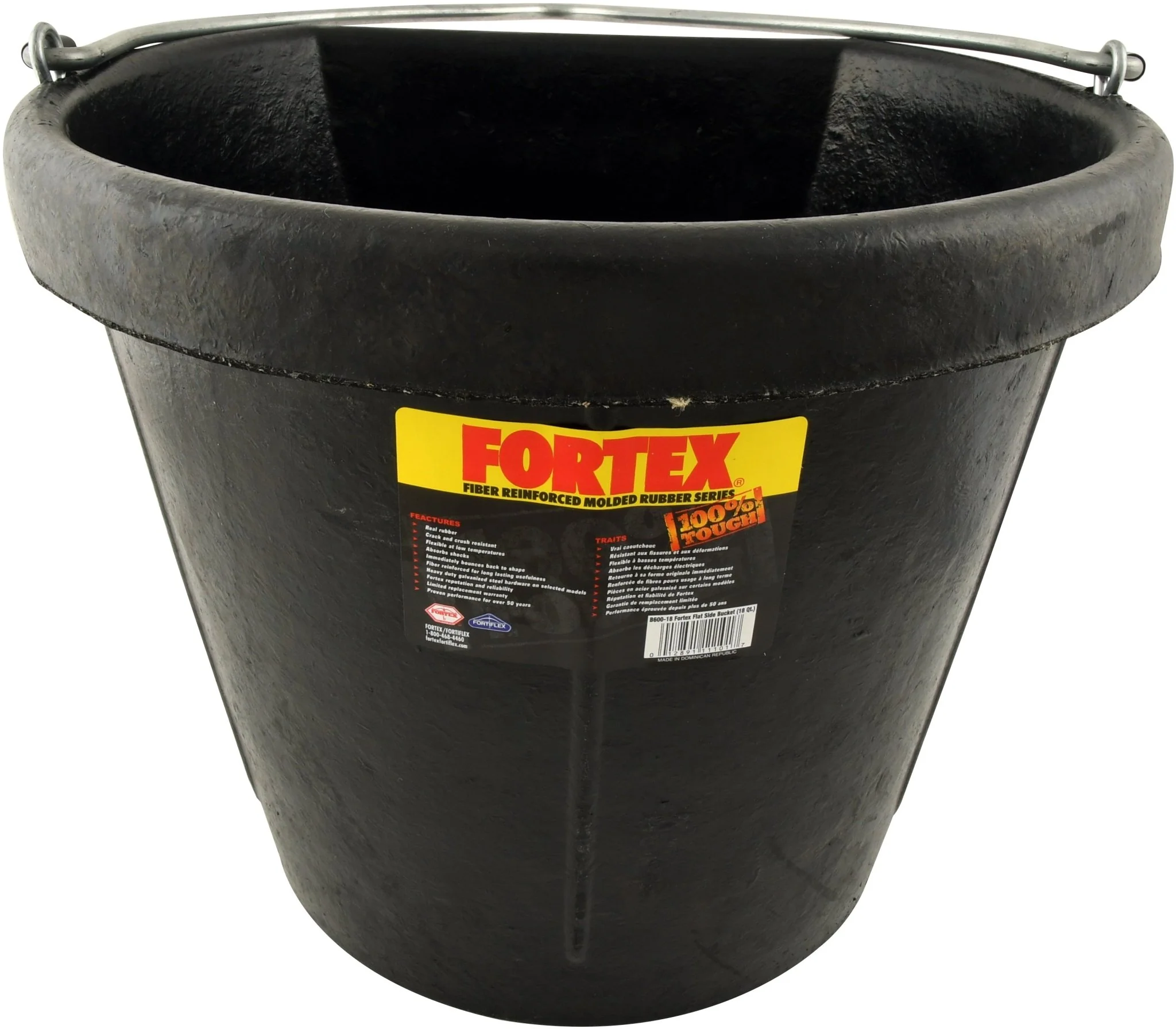 Fortex Rubber Flat-Back Bucket, 18 Quart - Image 1