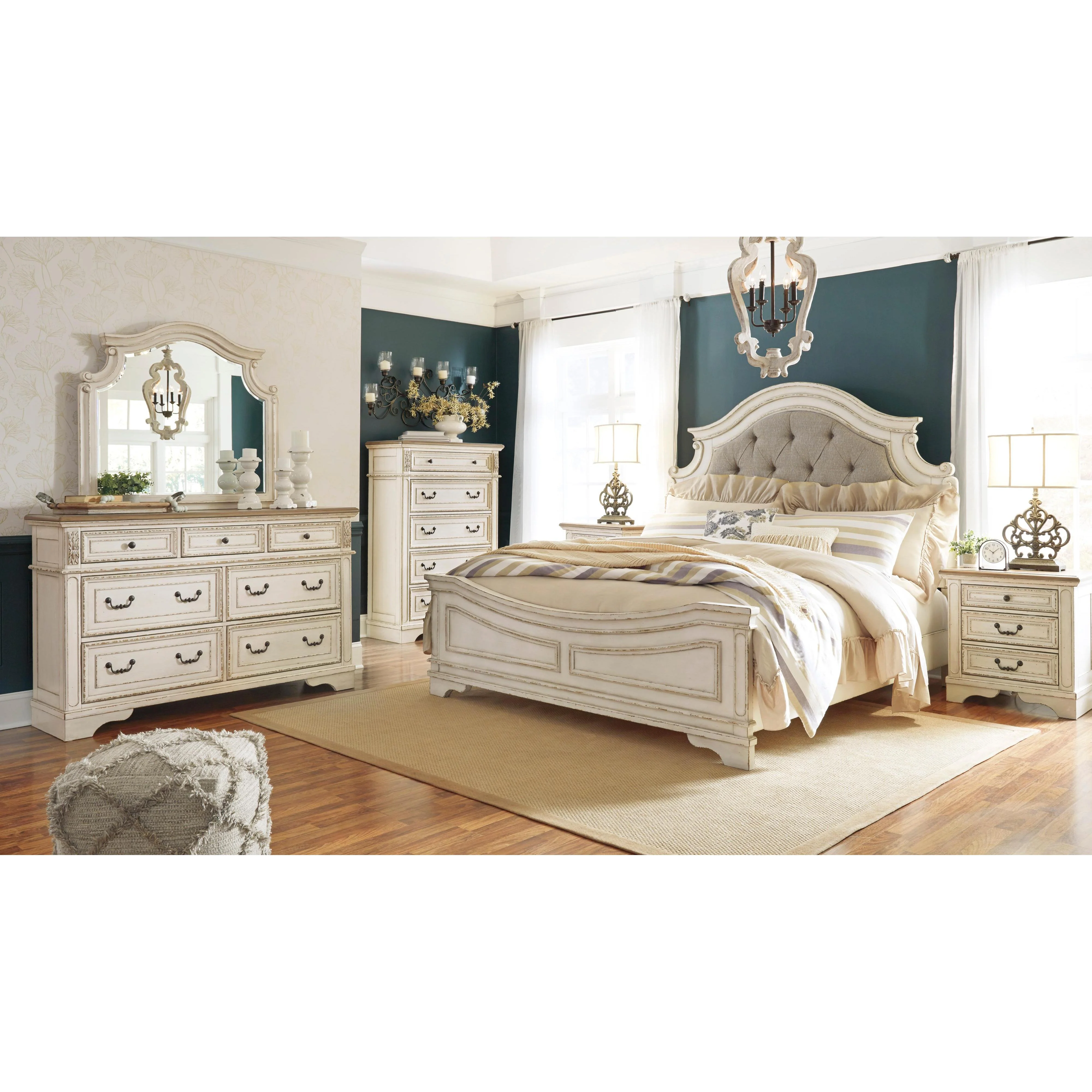 Signature Design by Ashley Realyn B743B22 6 pc Queen Upholstered Panel Bedroom Set - Image 1