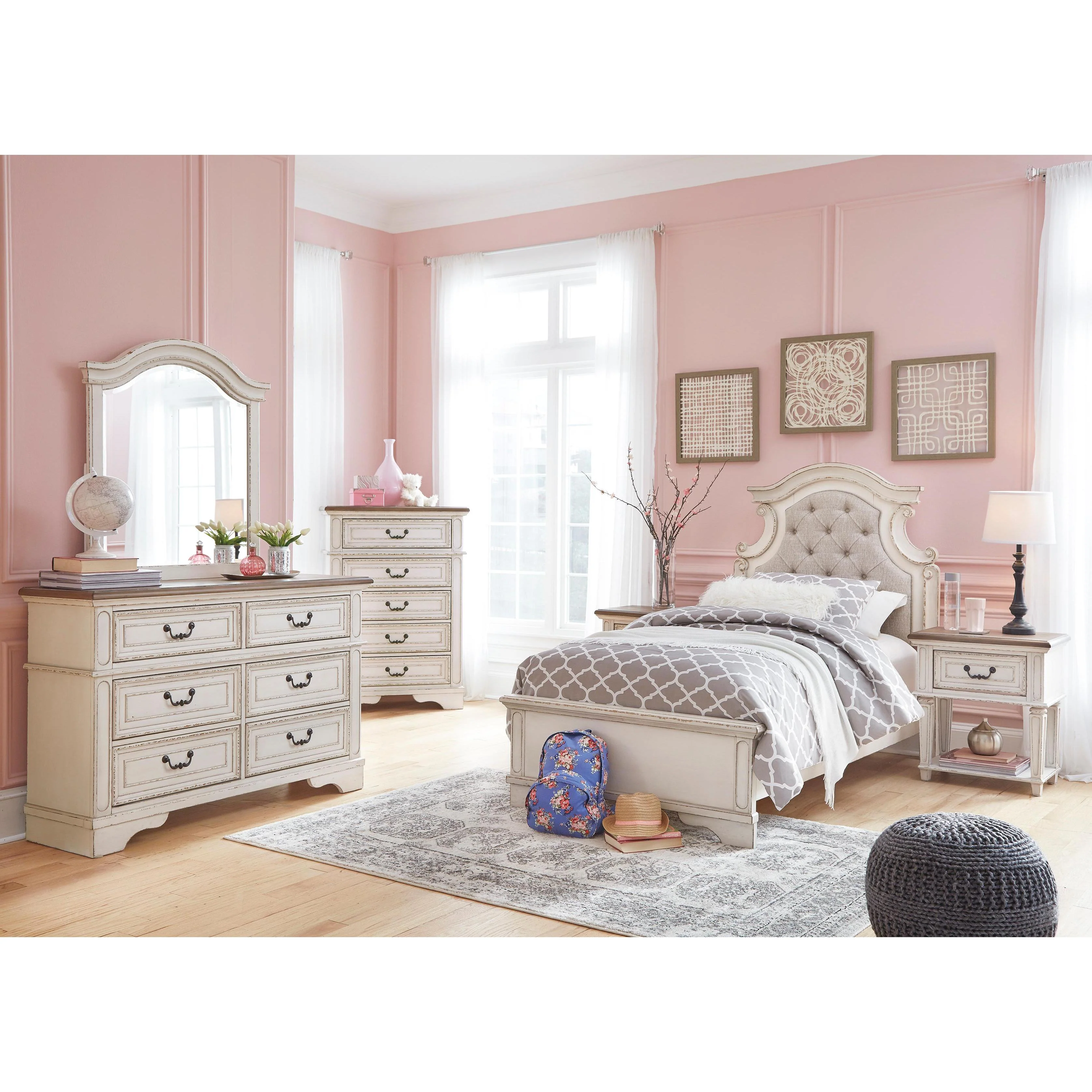 Signature Design by Ashley Realyn B743B76 6 pc Twin Upholstered Panel Bedroom Set