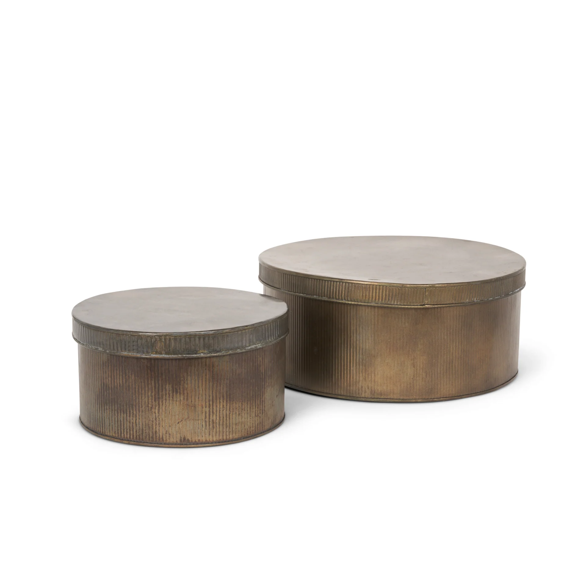 Josephine Round Antique Gold Metal Box Set