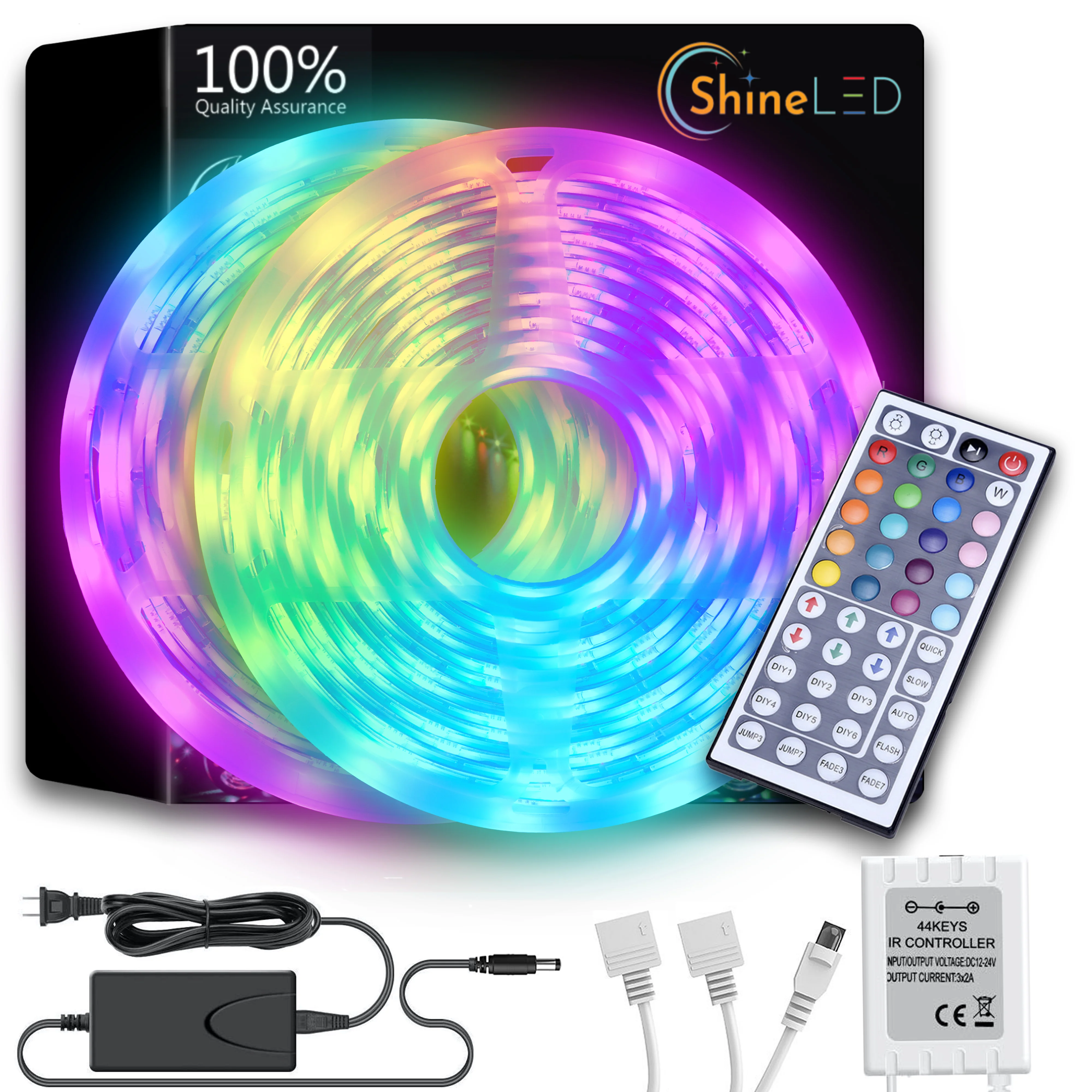 32.8ft 5050 RGB Strip Light – 300 LEDs Light Color Changing – 44 Key Remote
