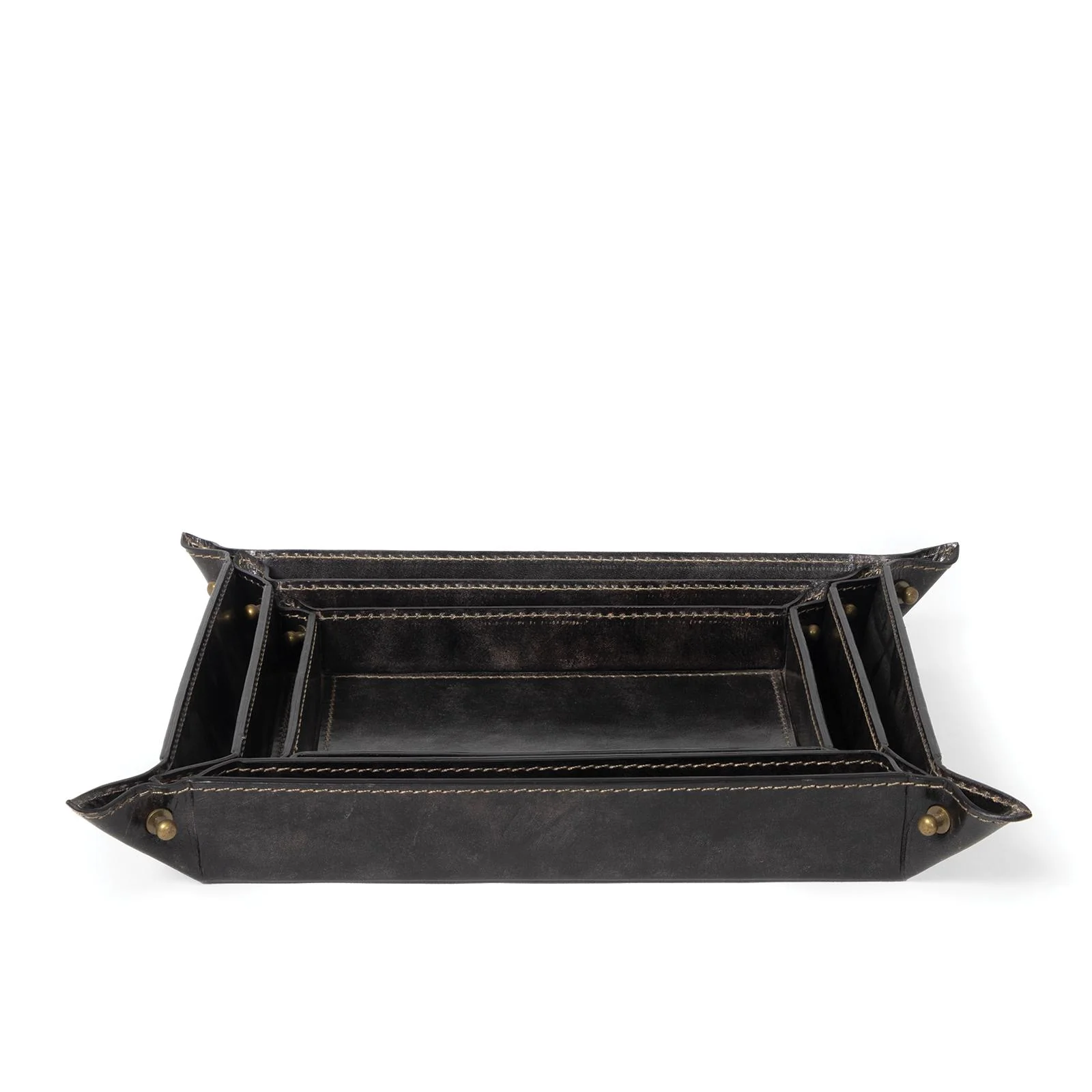 Derby Leather Tray Set | Black