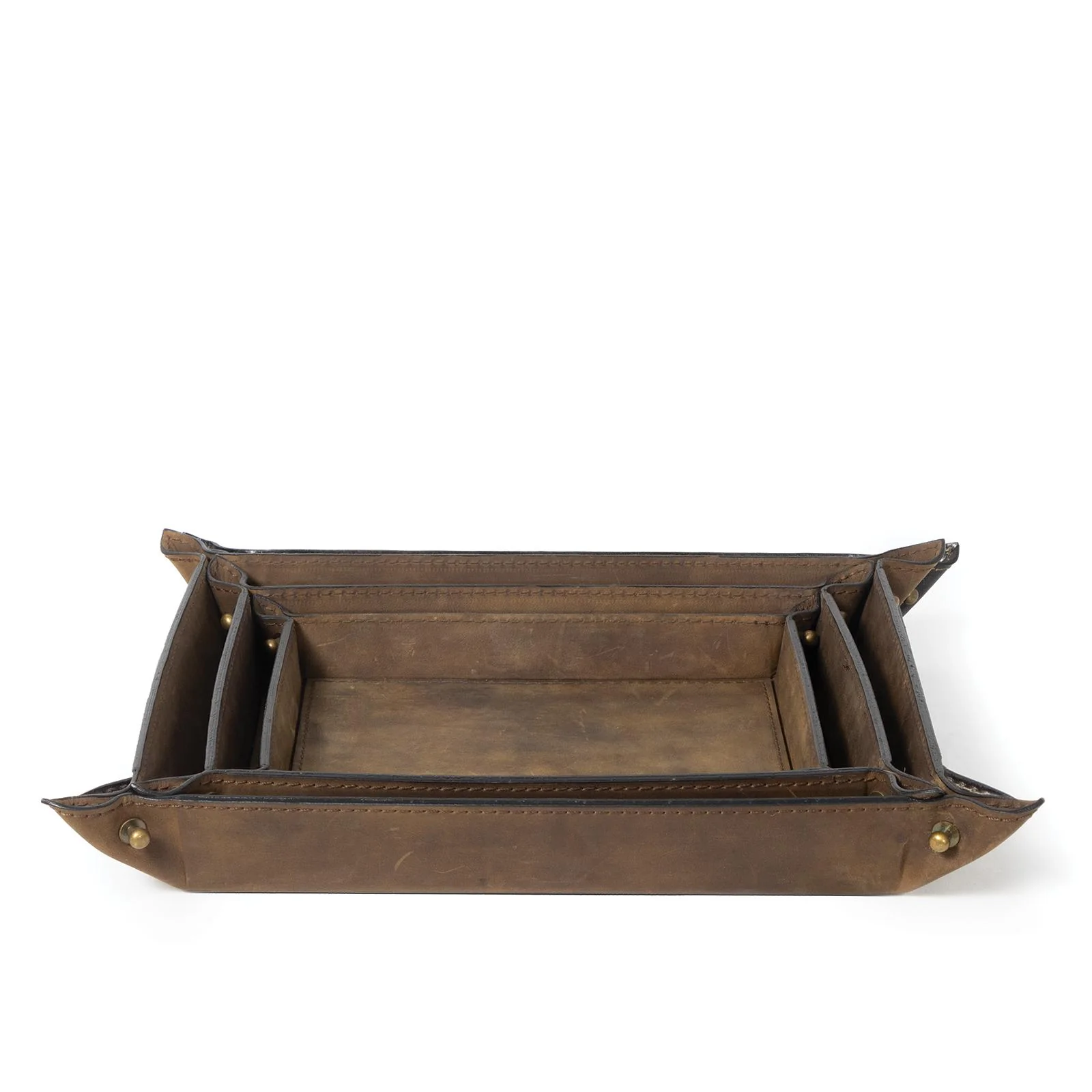 Derby Leather Tray Set | Brown - Image 1
