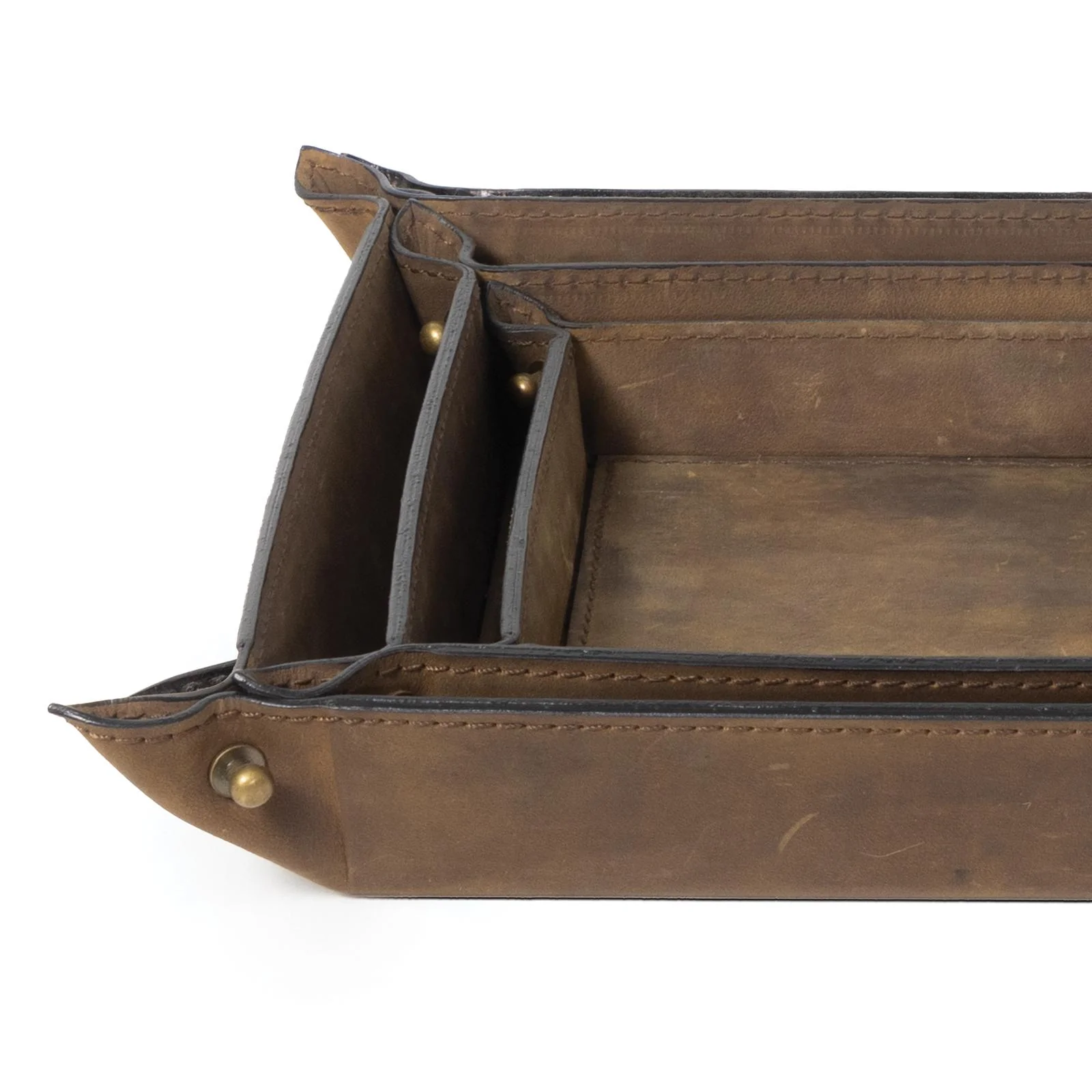 Derby Leather Tray Set | Brown - Image 2