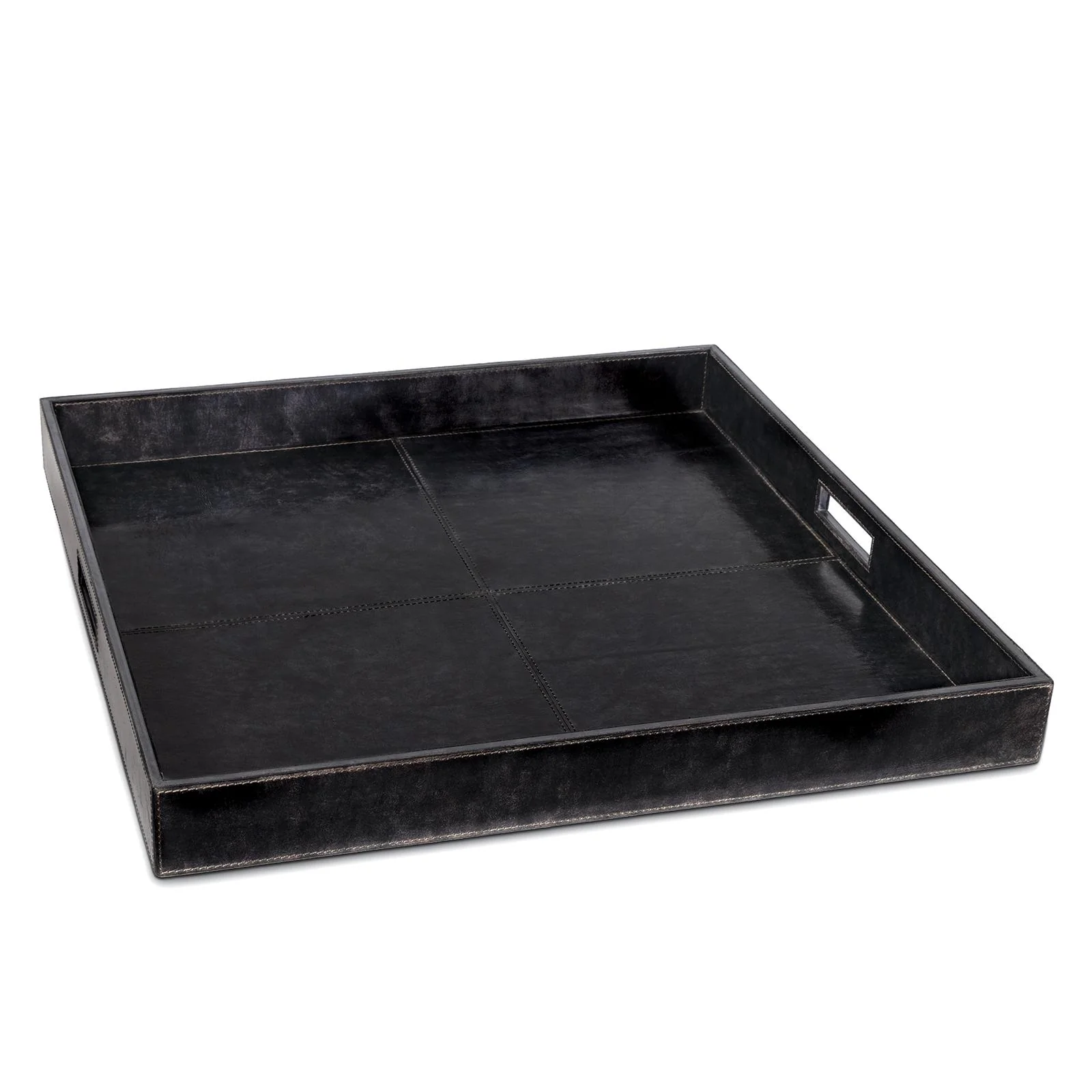 Derby Square Leather Tray | Black - Image 1