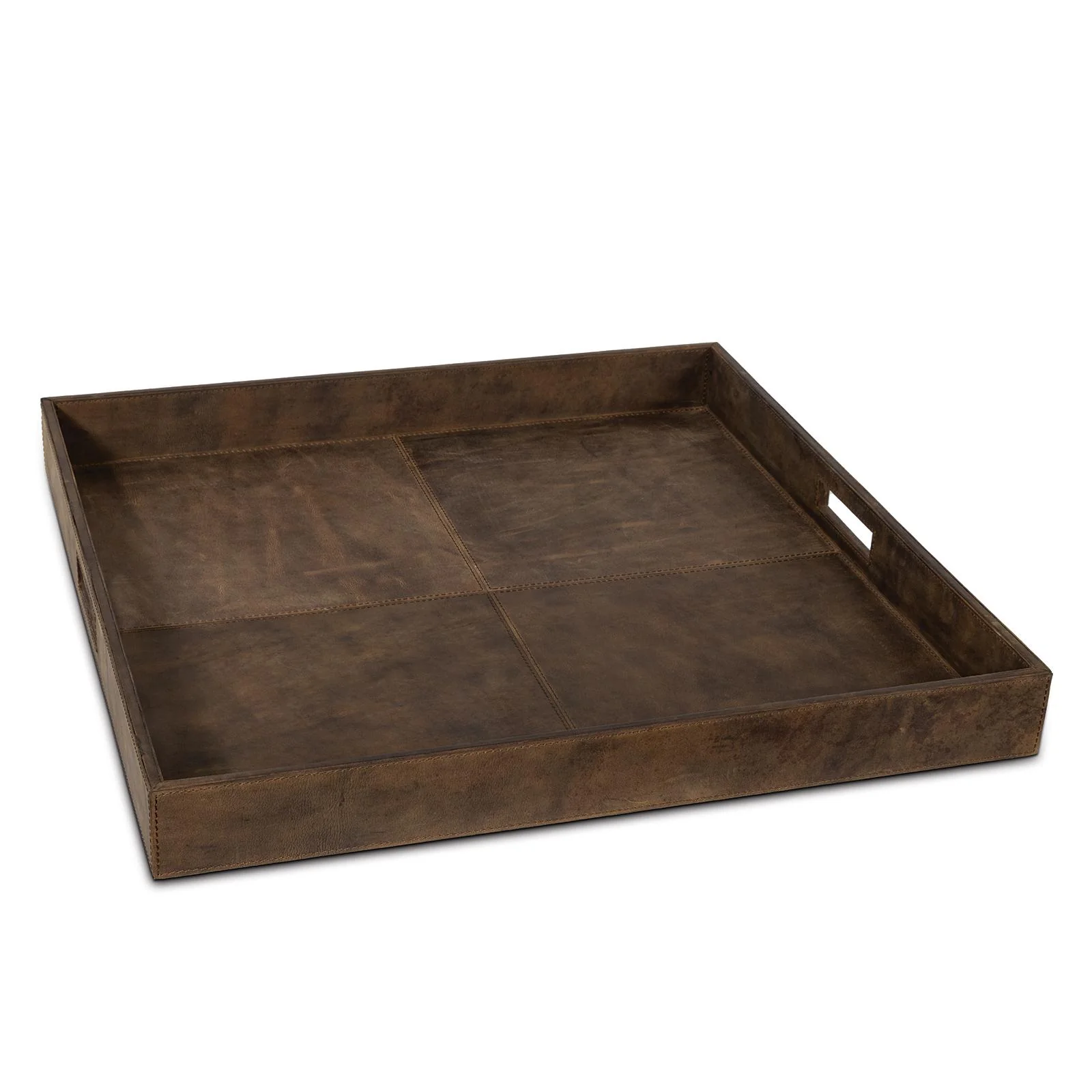 Derby Square Leather Tray | Brown - Image 1