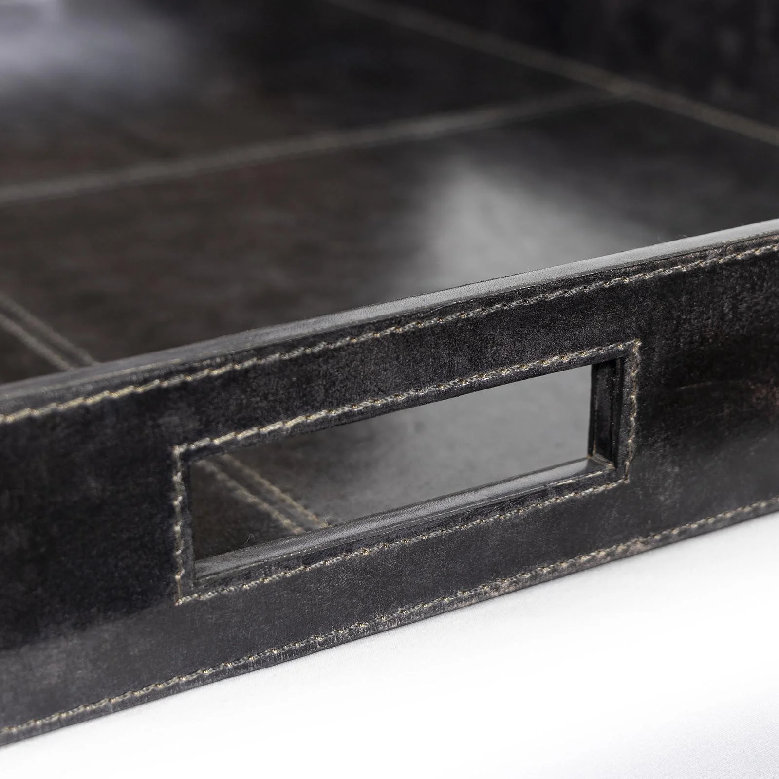 Derby Square Leather Tray | Black - Image 2