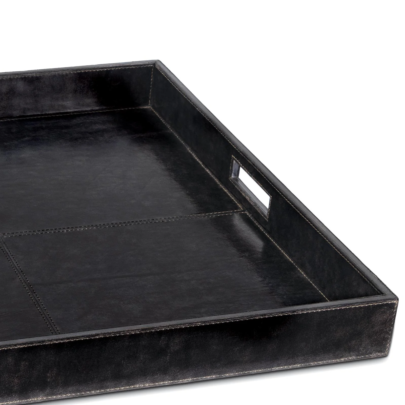 Derby Square Leather Tray | Black - Image 3