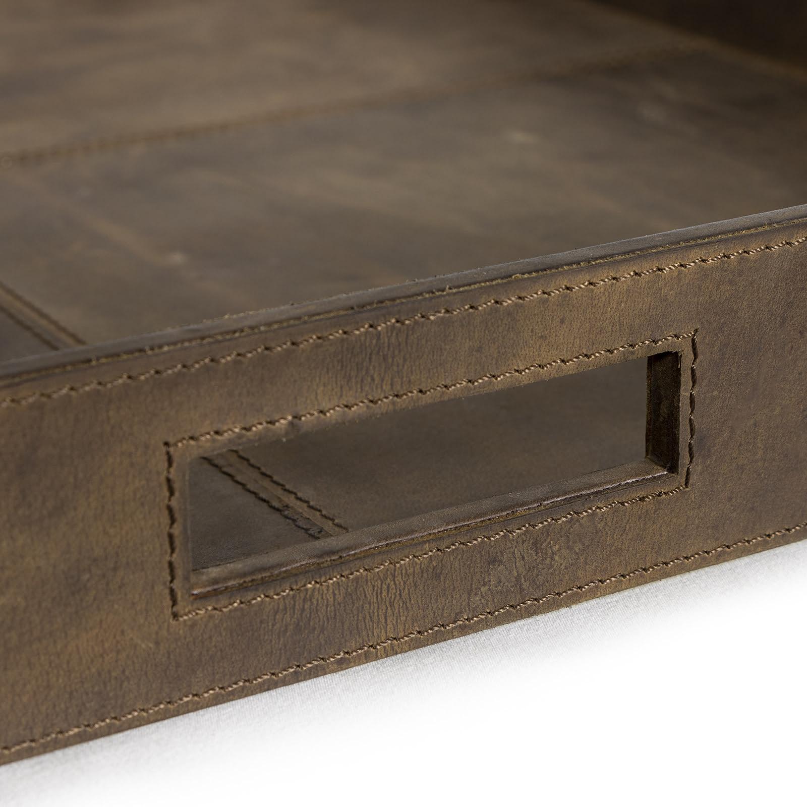Derby Square Leather Tray | Brown - Image 2