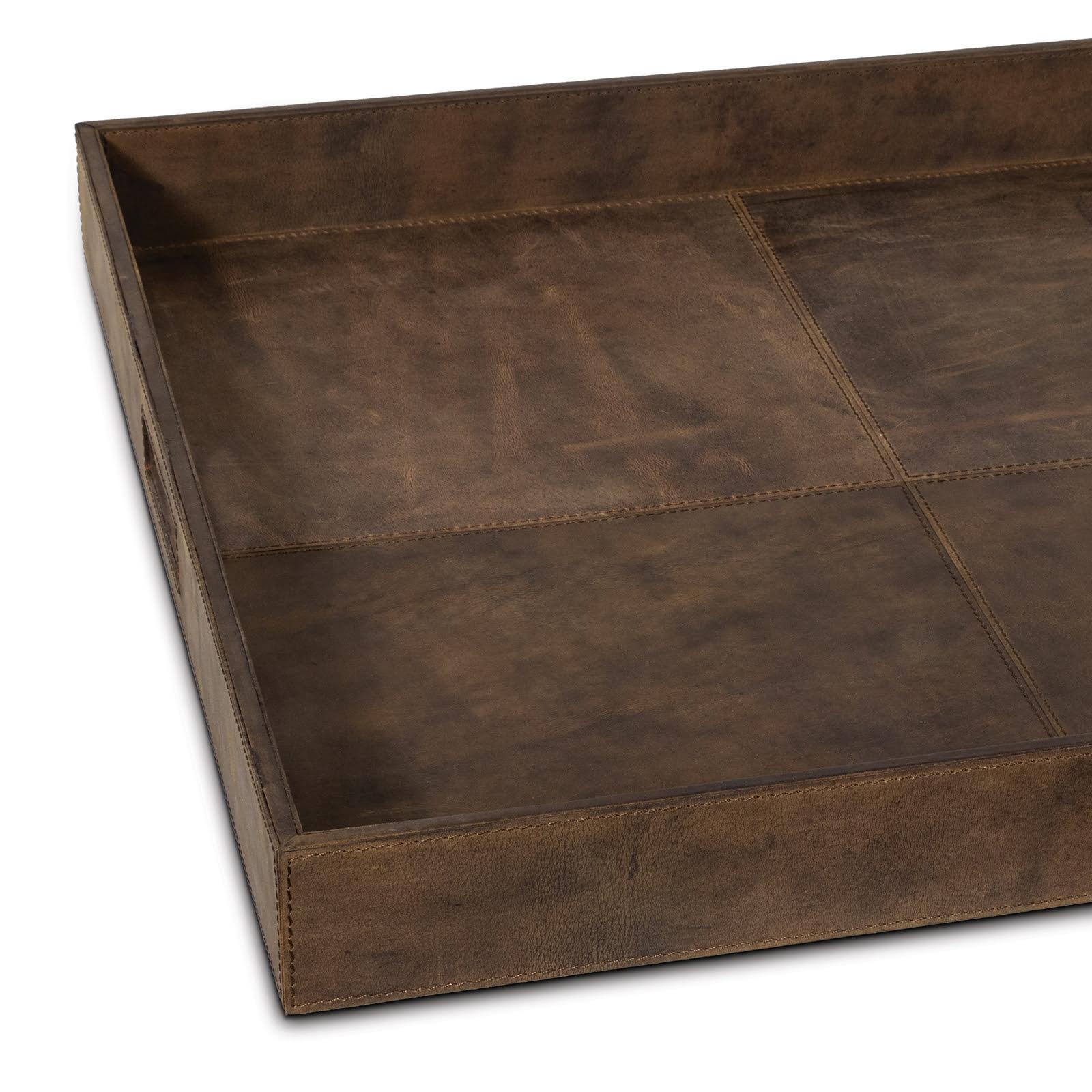 Derby Square Leather Tray | Brown - Image 3
