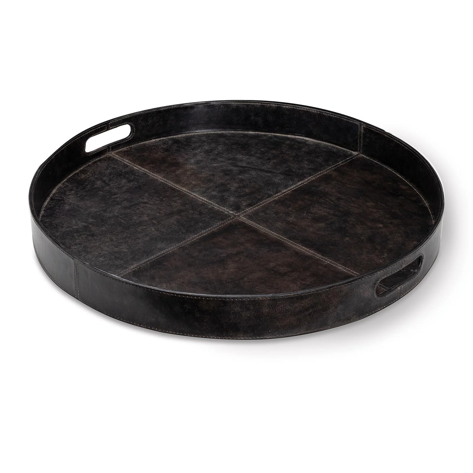 Derby Round Leather Tray | Black - Image 1