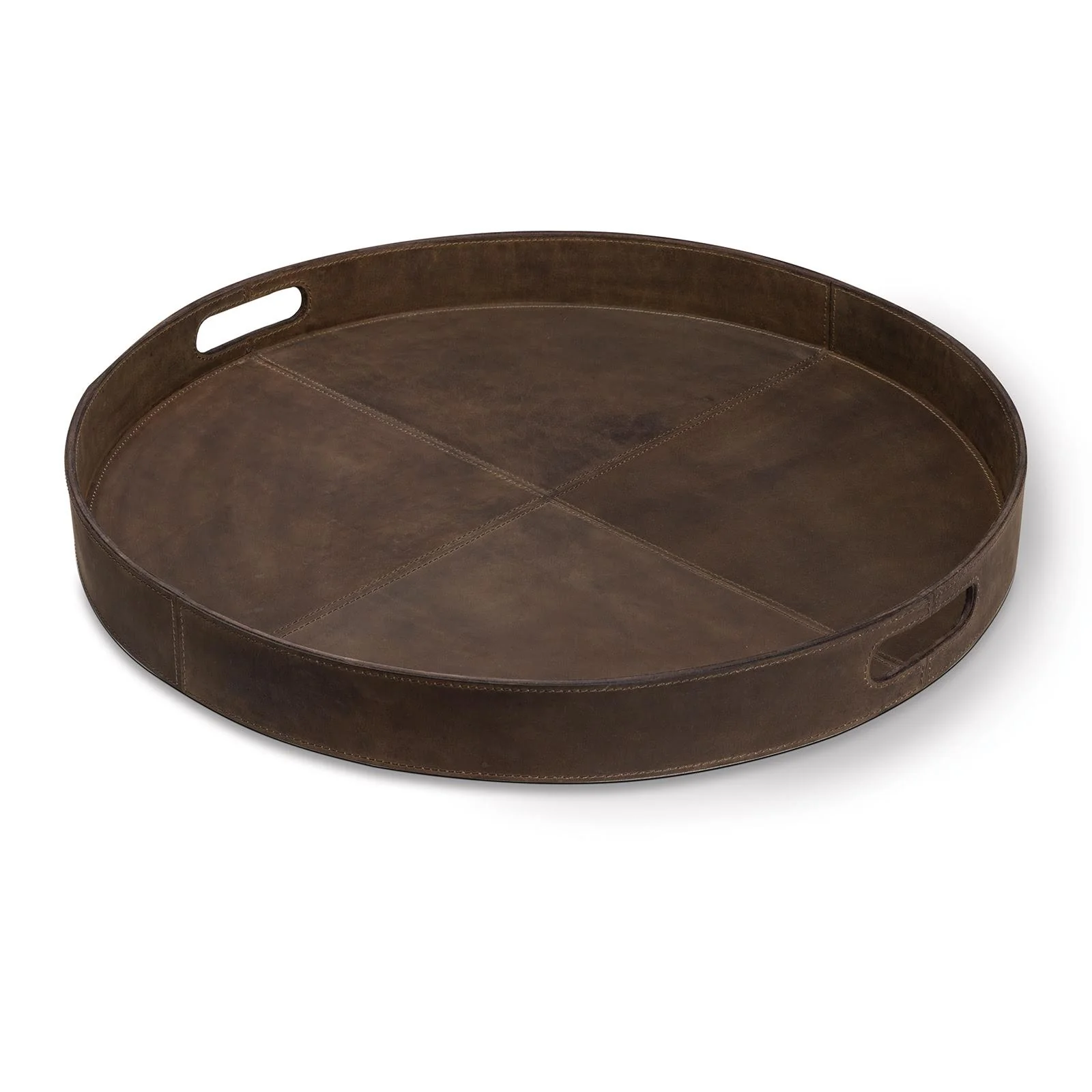 Derby Round Leather Tray | Brown - Image 1