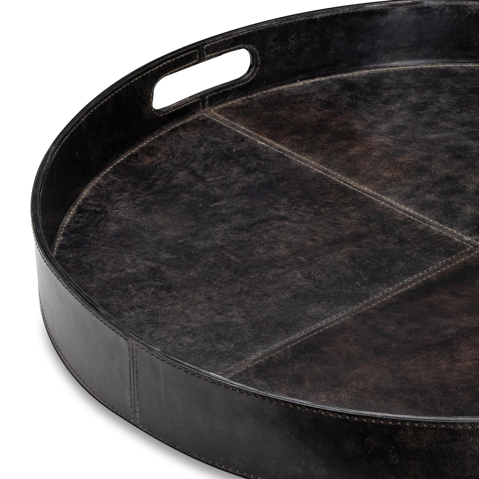 Derby Round Leather Tray | Black - Image 2
