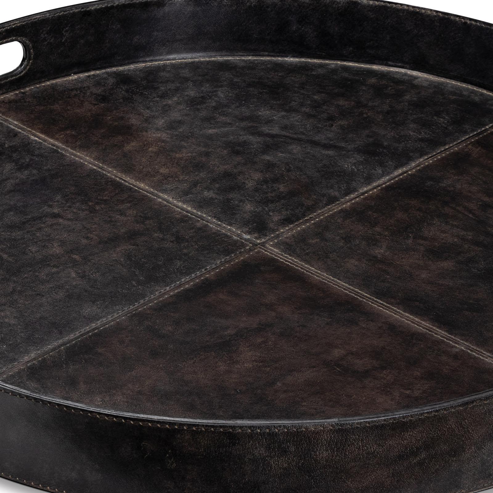 Derby Round Leather Tray | Black - Image 3