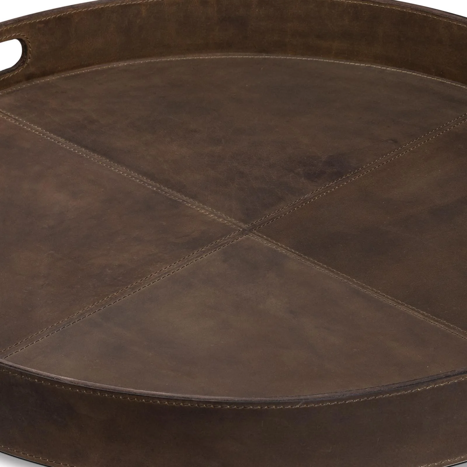 Derby Round Leather Tray | Brown - Image 2