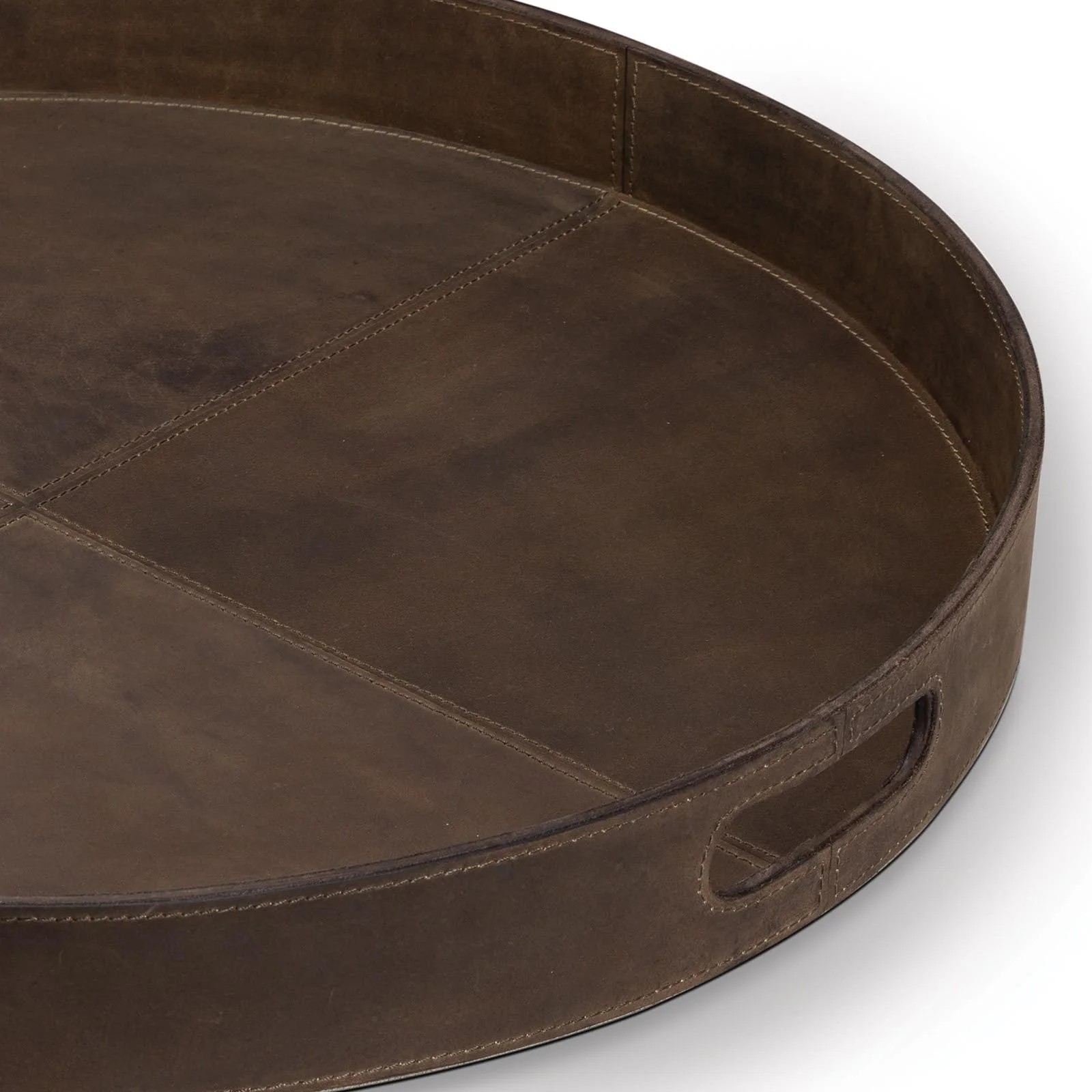 Derby Round Leather Tray | Brown - Image 3