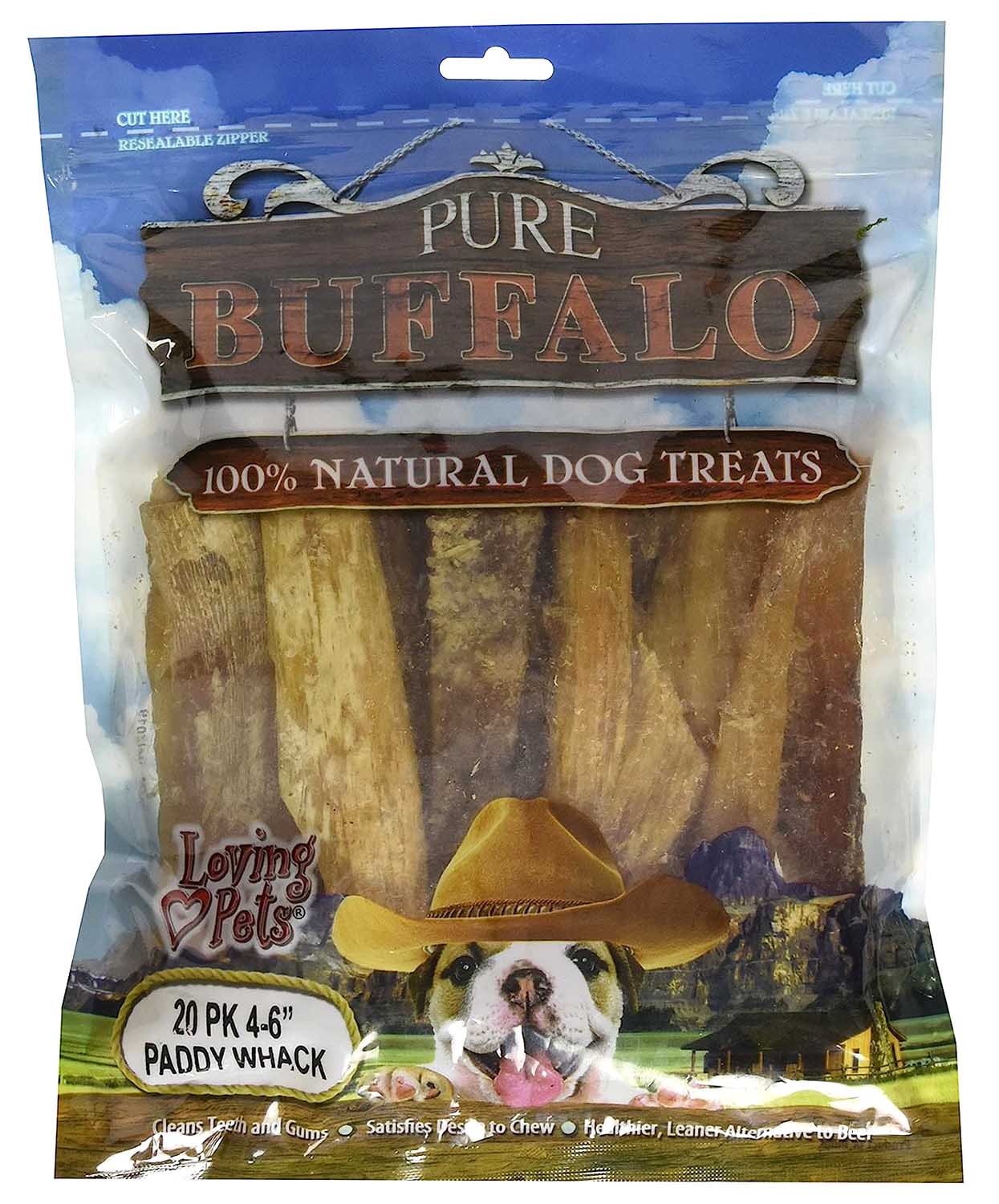 Pure Buffalo Dog Chews, 6" Backstrap Tendon, Natural Dental Treats, Long-Lasting Chews, Grass-Fed, Free-Range, 20 Pack - Image 1