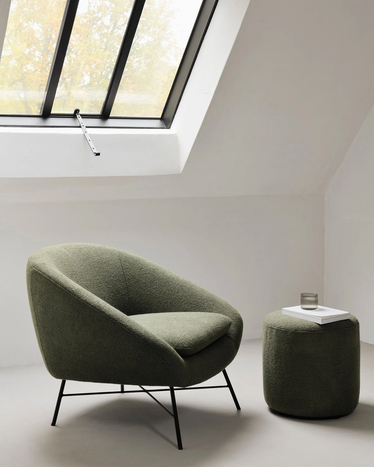 Barrow Pouf | Pine Green Fabric | 16" X 16" - Image 2