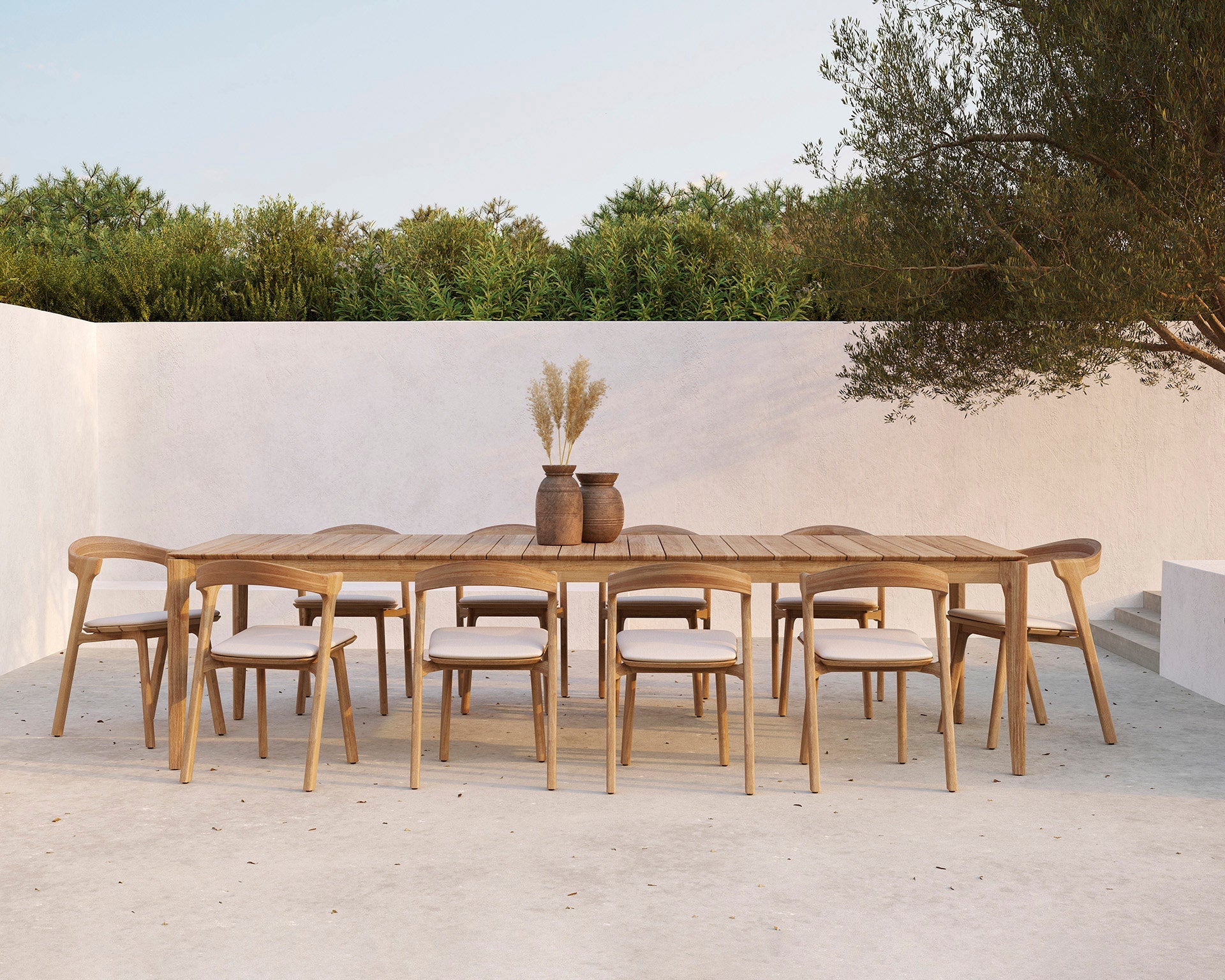 Bok Outdoor Dining Chair | Teak | Off White Fabric - Image 2
