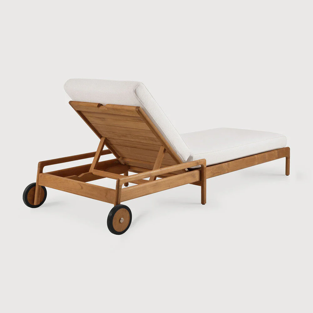 Jack Outdoor Adjustable Lounger | Teak | Off White Fabric - Image 3