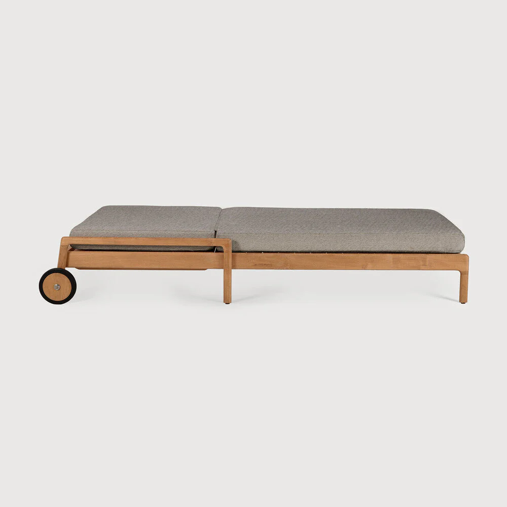 Jack Outdoor Adjustable Lounger | Teak | Mocha Fabric - Image 2