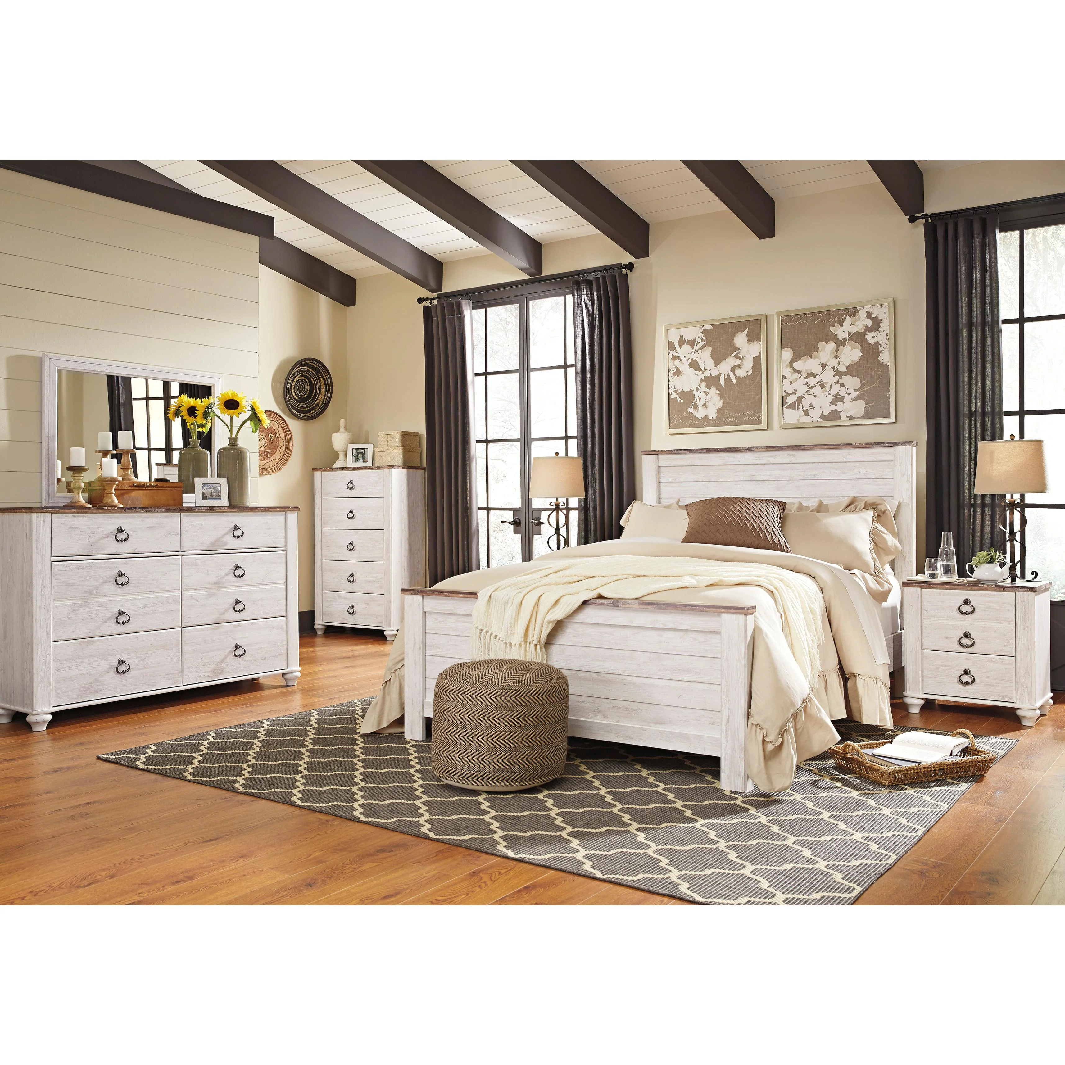 Signature Design by Ashley Willowton B267 7 pc Queen Panel Bedroom Set - Image 1