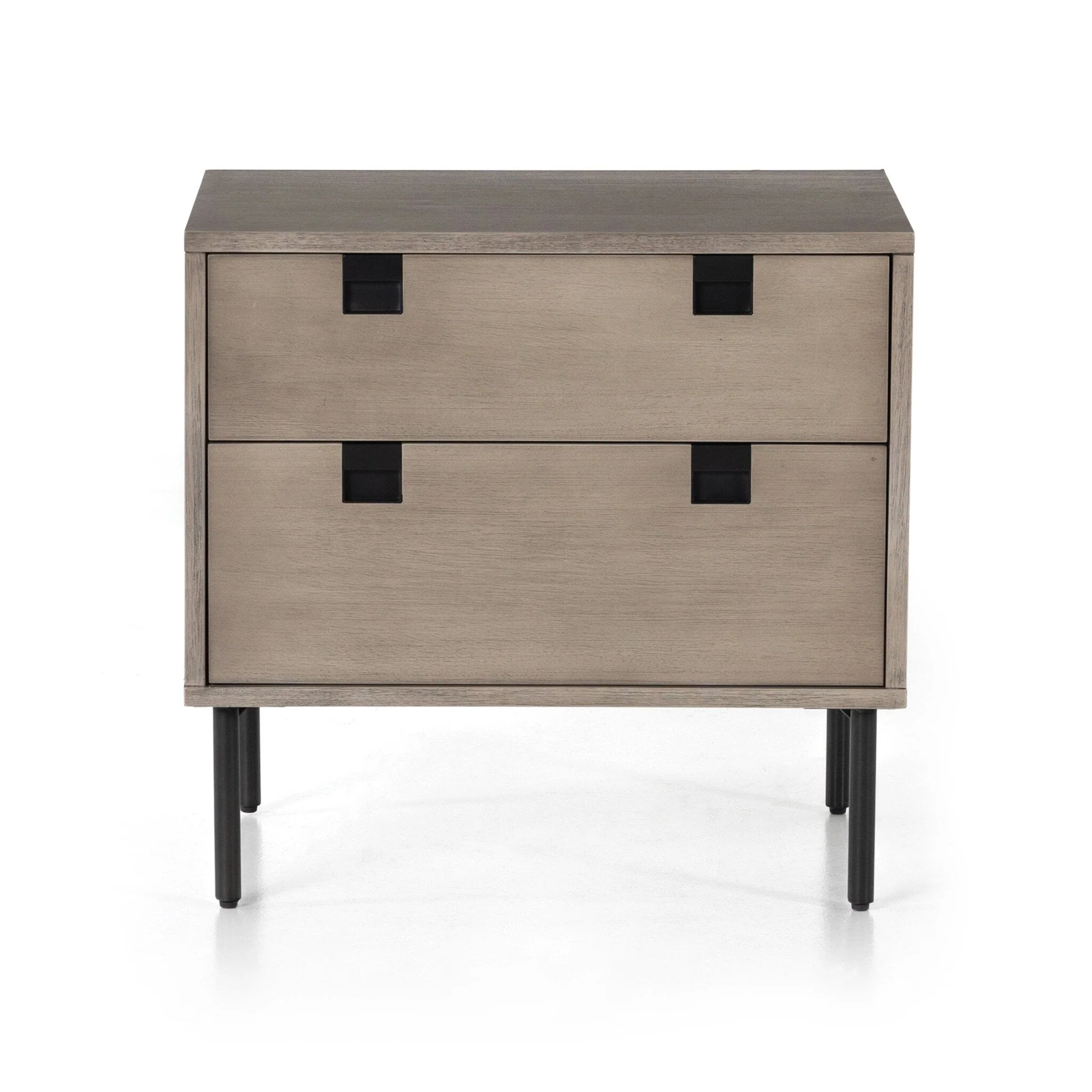 Carly 2 Drawer Nightstand - Grey Wash Veneer - Image 1