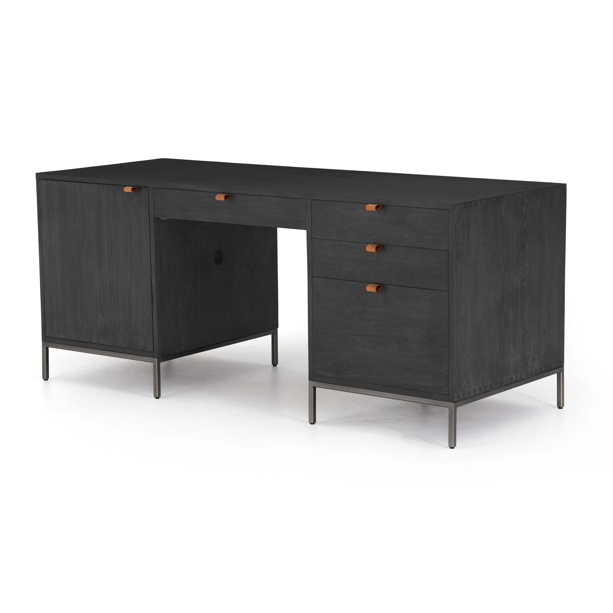 Trey Executive Desk - Black Wash Poplar - Image 2