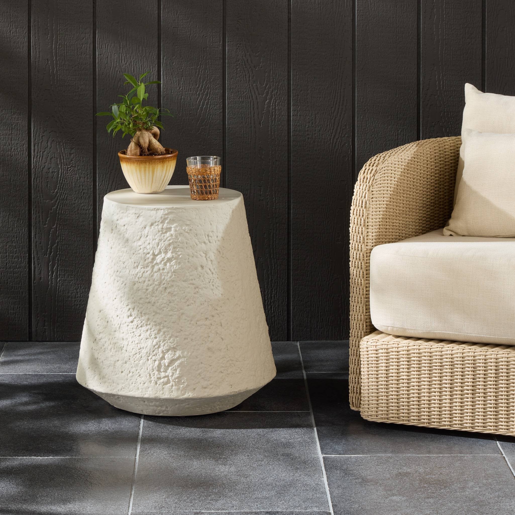 Otero Outdoor Tapered End Table - Matte Stone - Image 2