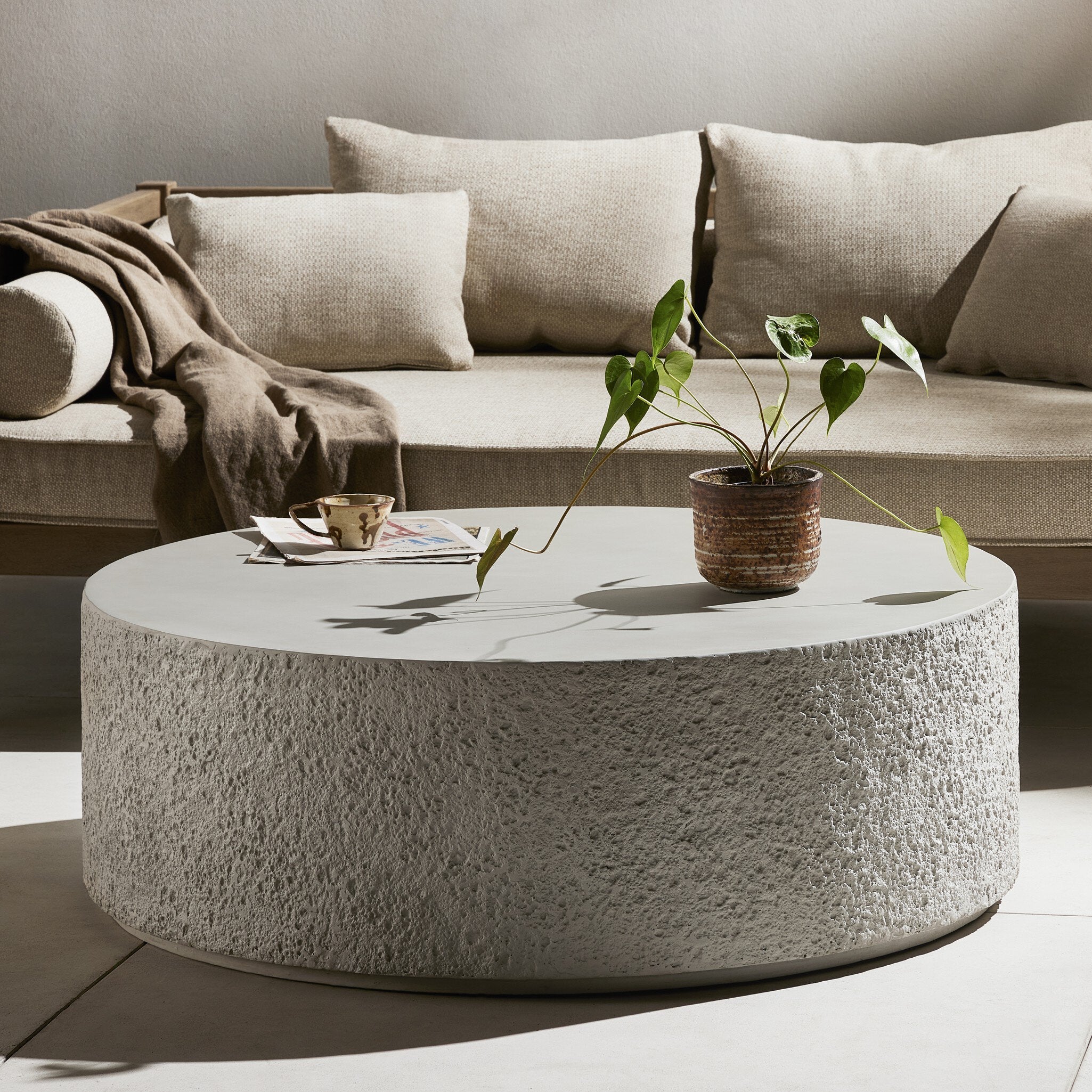 Otero Outdoor Round Coffee Table - Matte Stone - Image 2